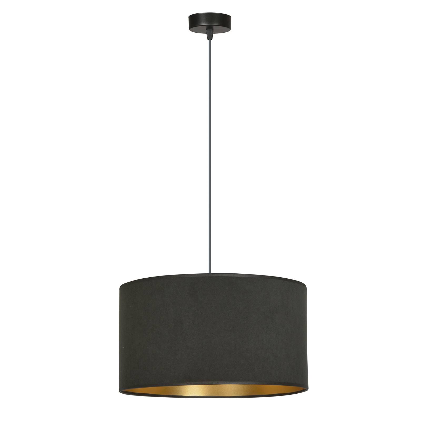 Suspension Jari abat-jour tissu 1 lampe noir doré