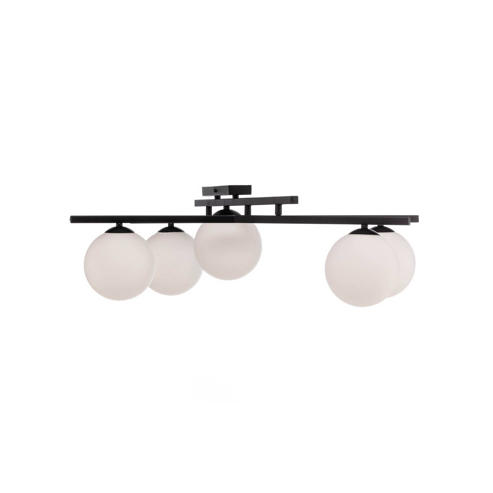 Lampa sufitowa Smart, czarna/opalowa, 5-punktowa