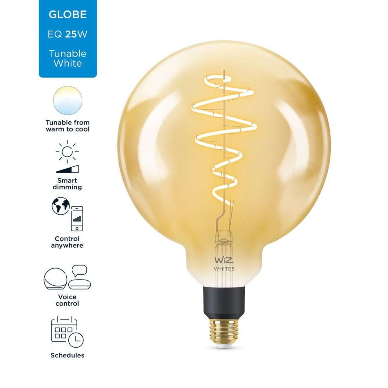 Bec Smart TW Amb. 6W 390lm 2000-5000K Globe Giant Gold E27 - WiZ