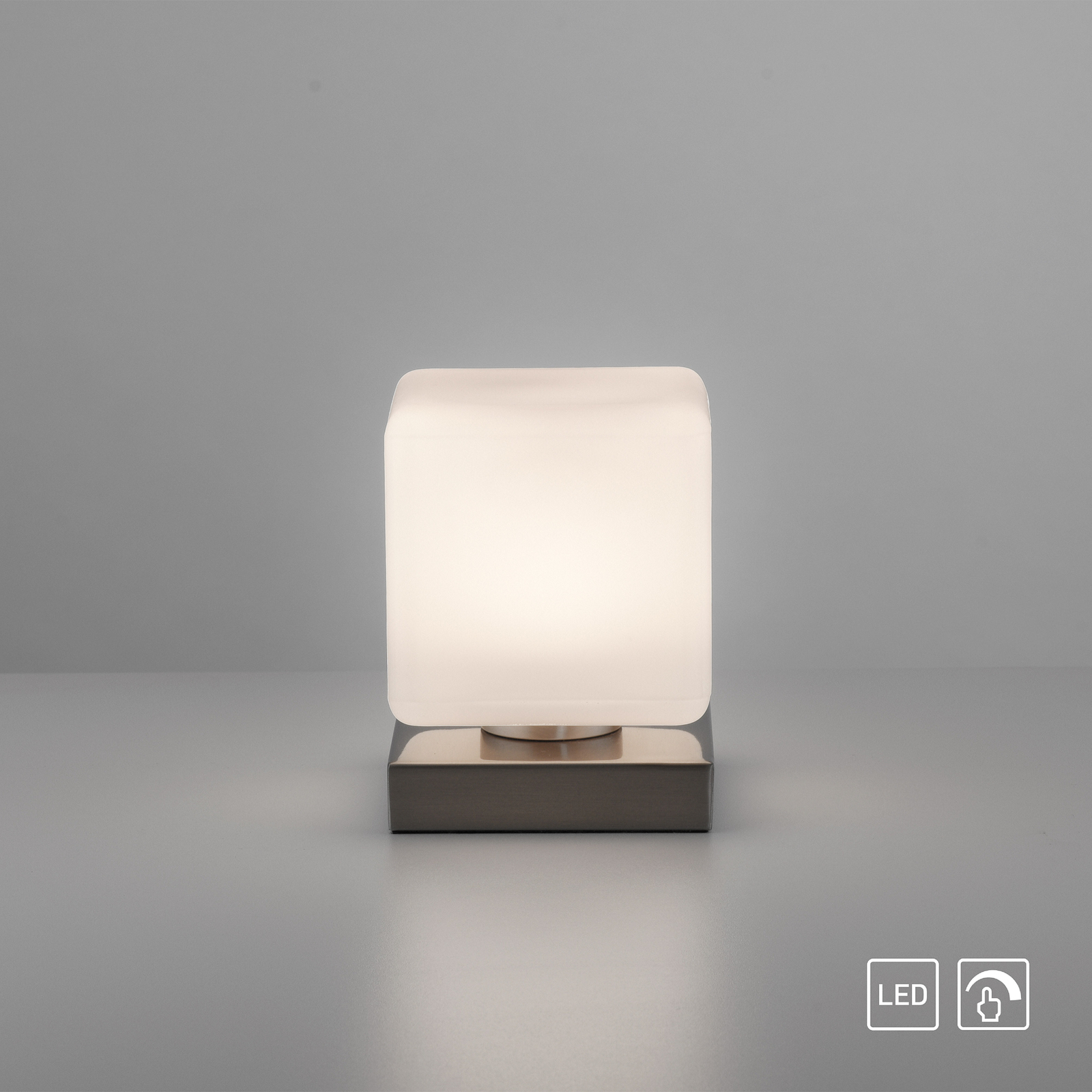 LED stolní lampa Dadoa, stmívatelná, ocelová barva