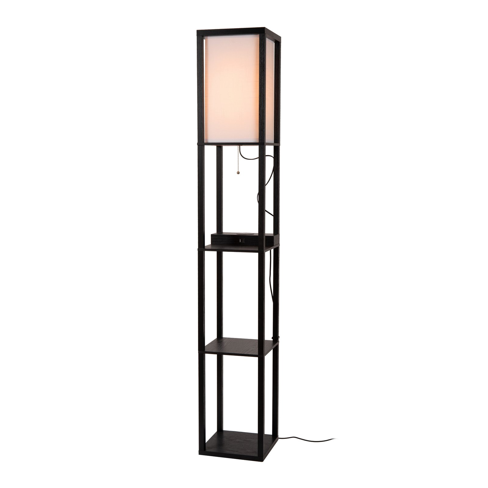 Menno vloerlamp, zwart, 162,7 cm, draadloze oplader