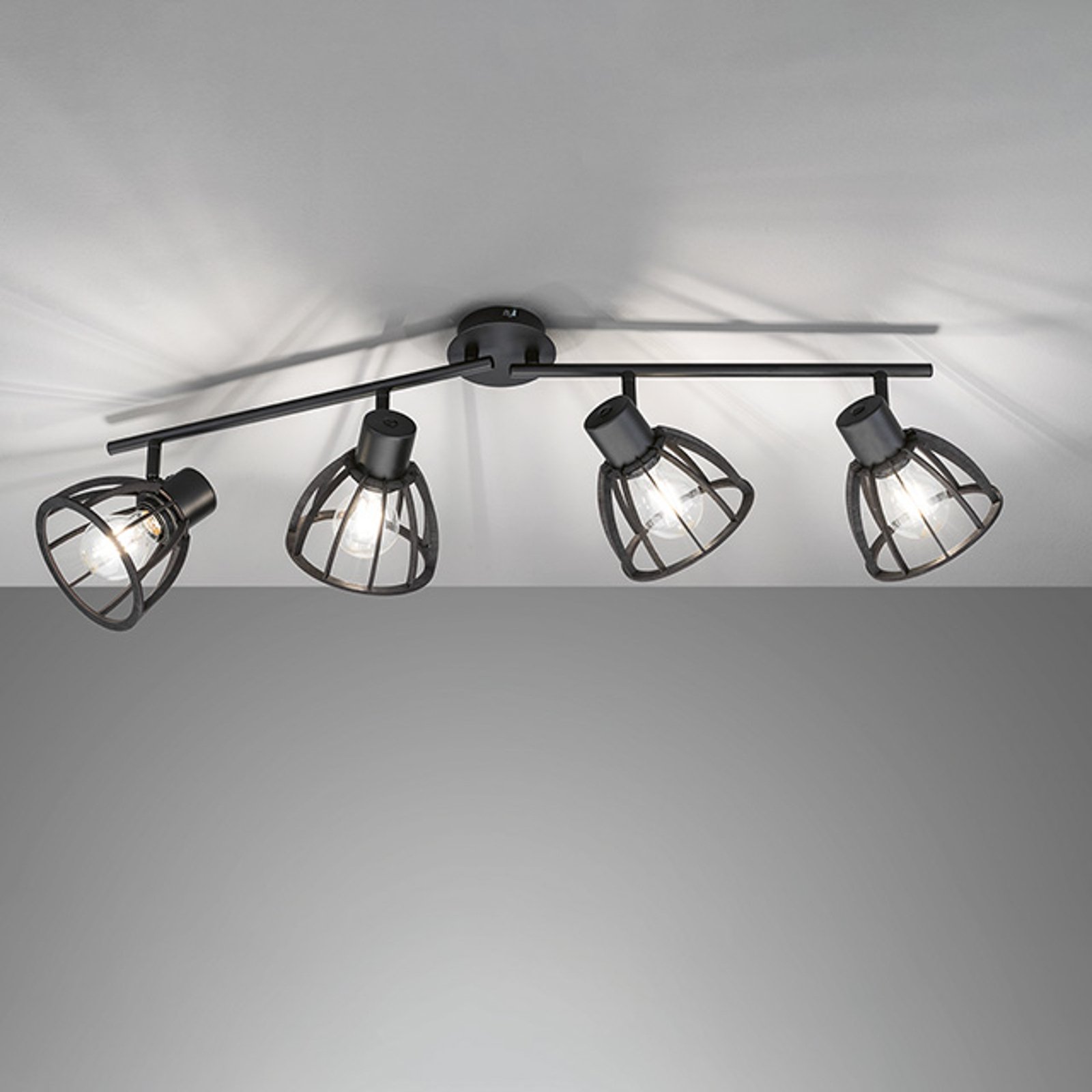 Tilda ceiling spotlight, wood, 4-bulb