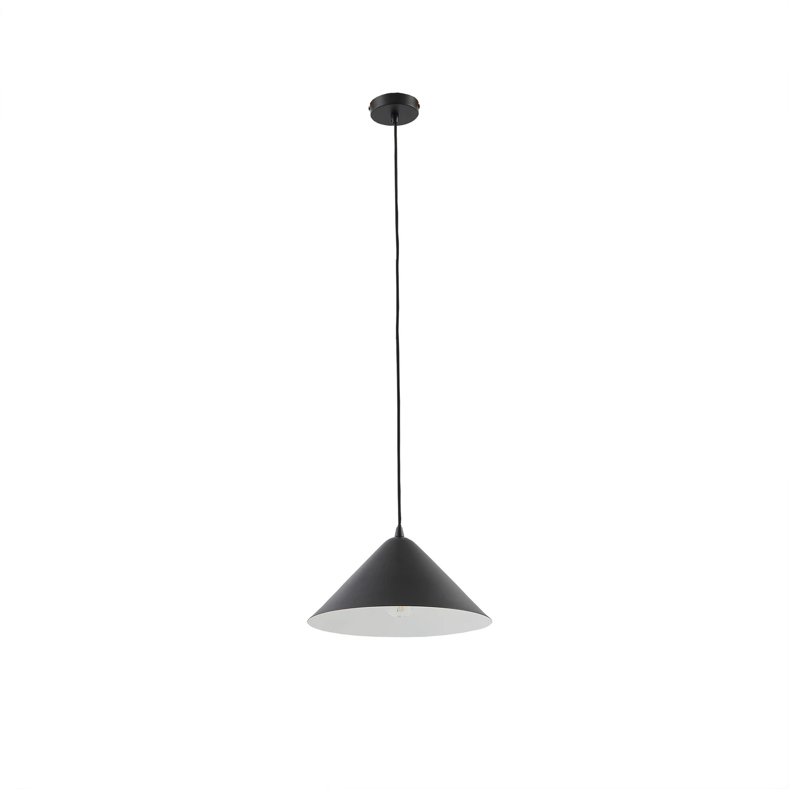 Lampă suspendată Lindby Clarine, negru/alb, Ø 32 cm, metal