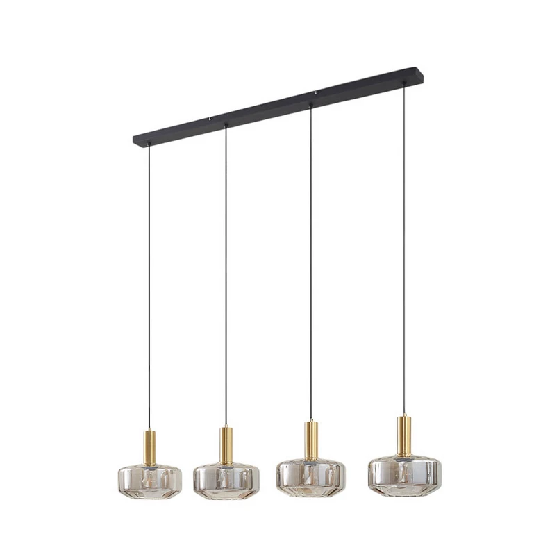 Lindby - Hildur 4 Pendelleuchte 118cm Rauch Grau/Messing