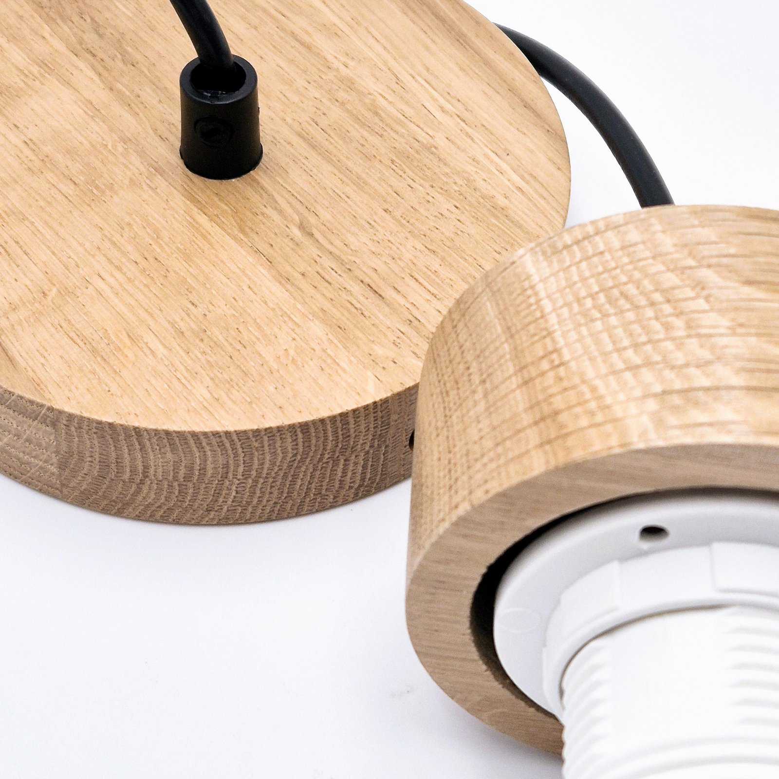 Hängeleuchte Harmony, Ø 20 cm, Opalglas, Eichenholz, E27