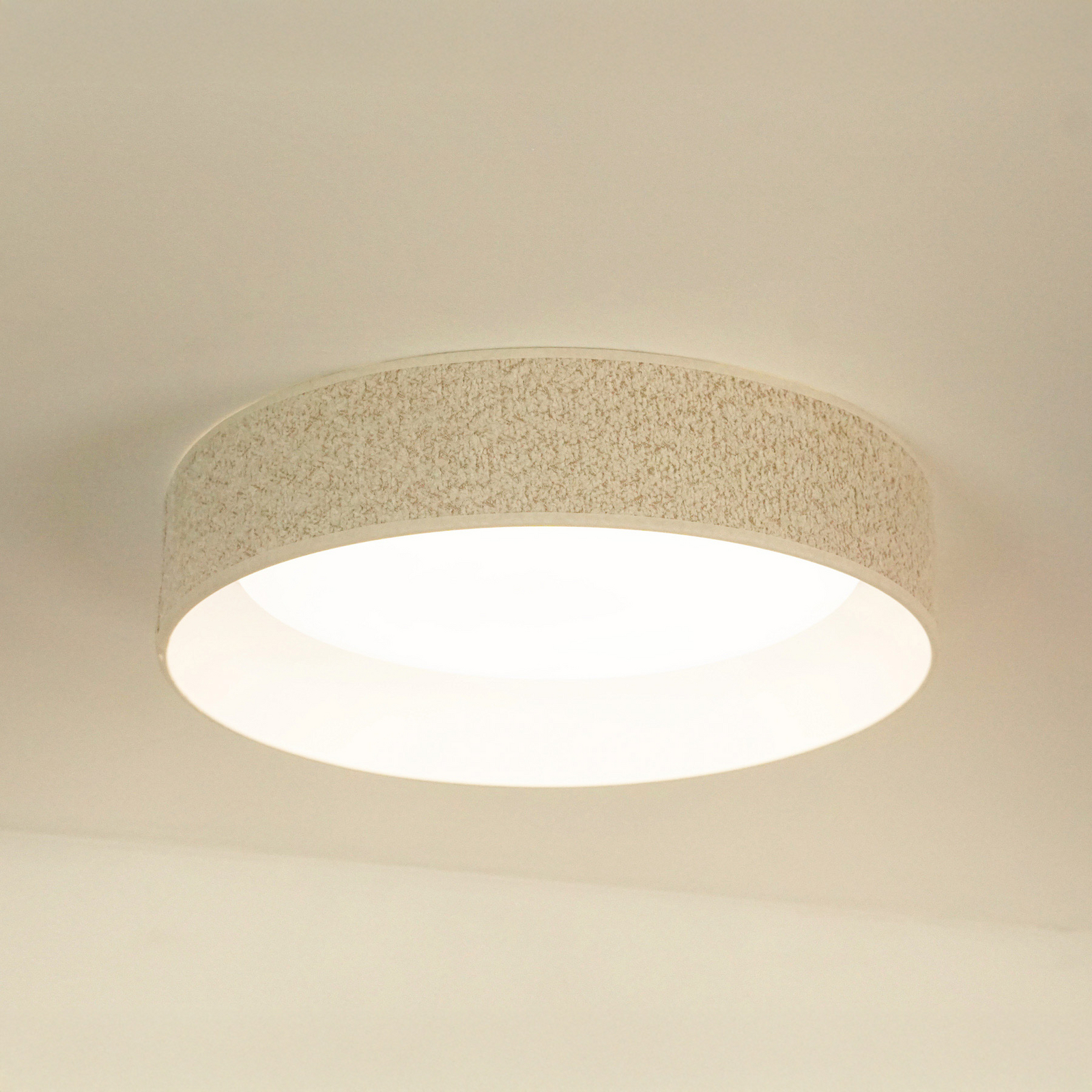 LED-Deckenleuchte Plafond, creme, Stoff, Ø 45 cm, 3-step-dim