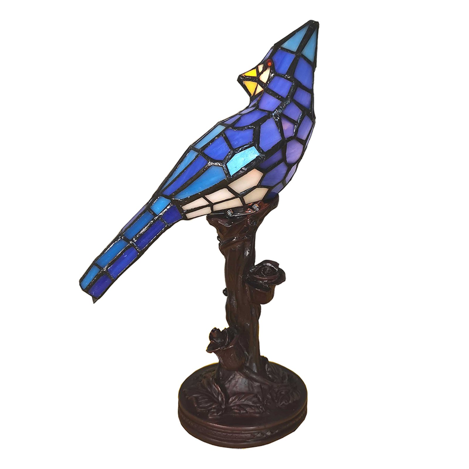 Tischleuchte 5LL-6102BL Vogel, blau Tiffany-Stil