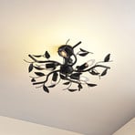 Lindby Yos ceiling lamp, 5-bulb, 58 cm, black and gold, E14