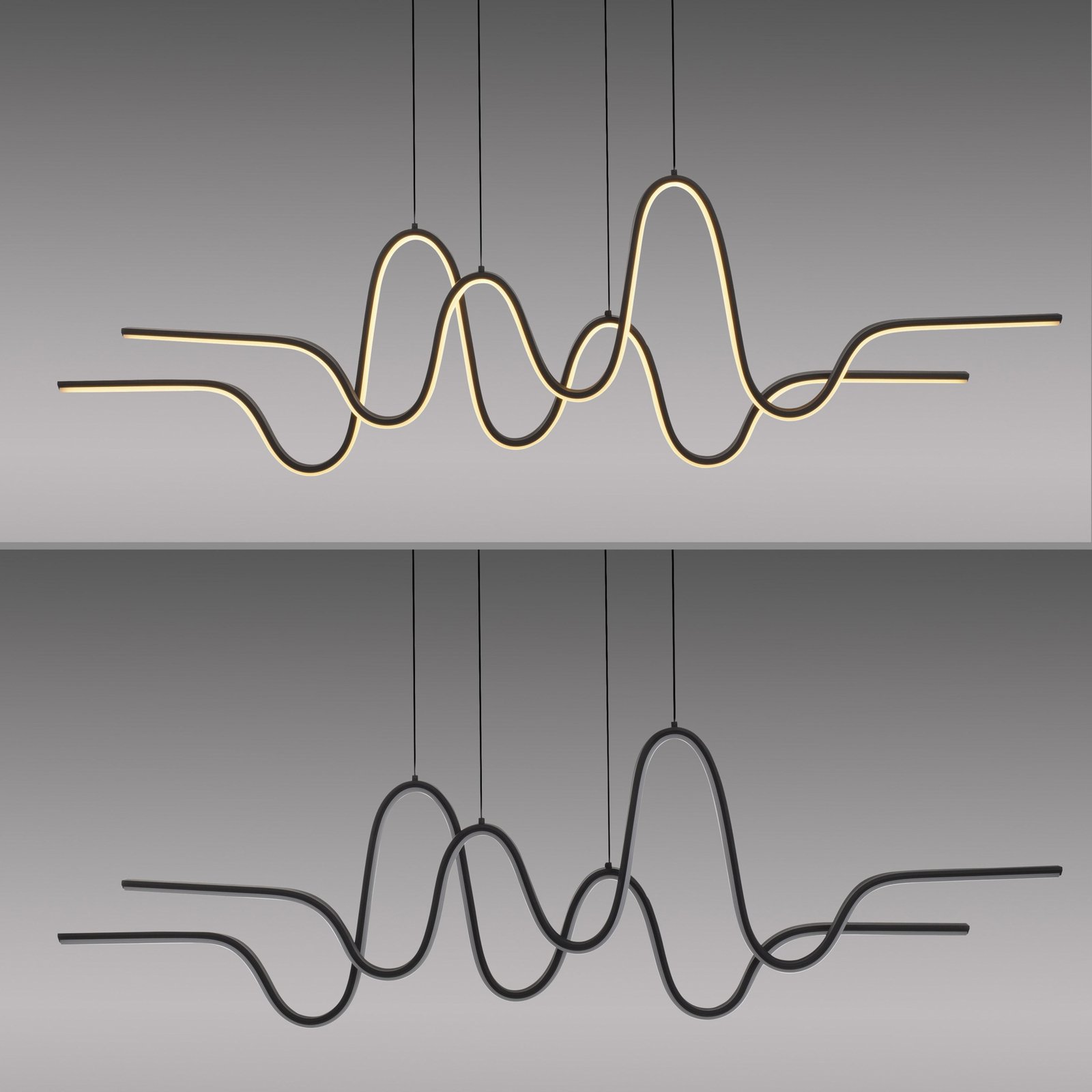 Paul Neuhaus Altitude LED-pendellampe, sort, længde 125 cm