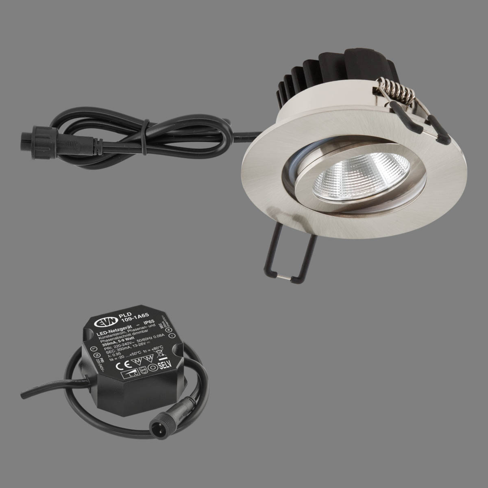 EVN PC65 външна лампа за вграждане, кръгла, 3000К, неръждаема стомана