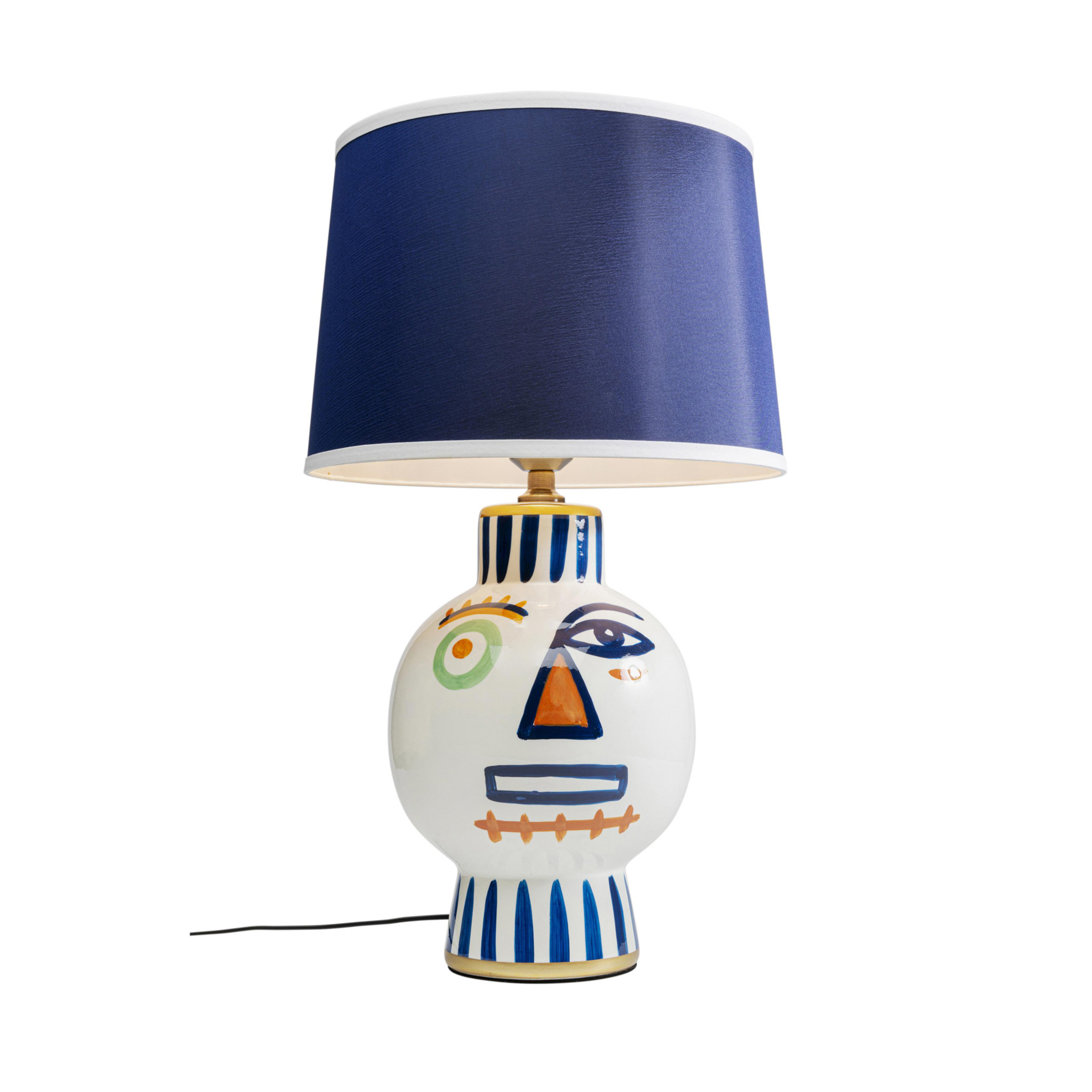 Lampa stołowa Kare Two Face, niebieski, tkanina, porcelana, 65 cm