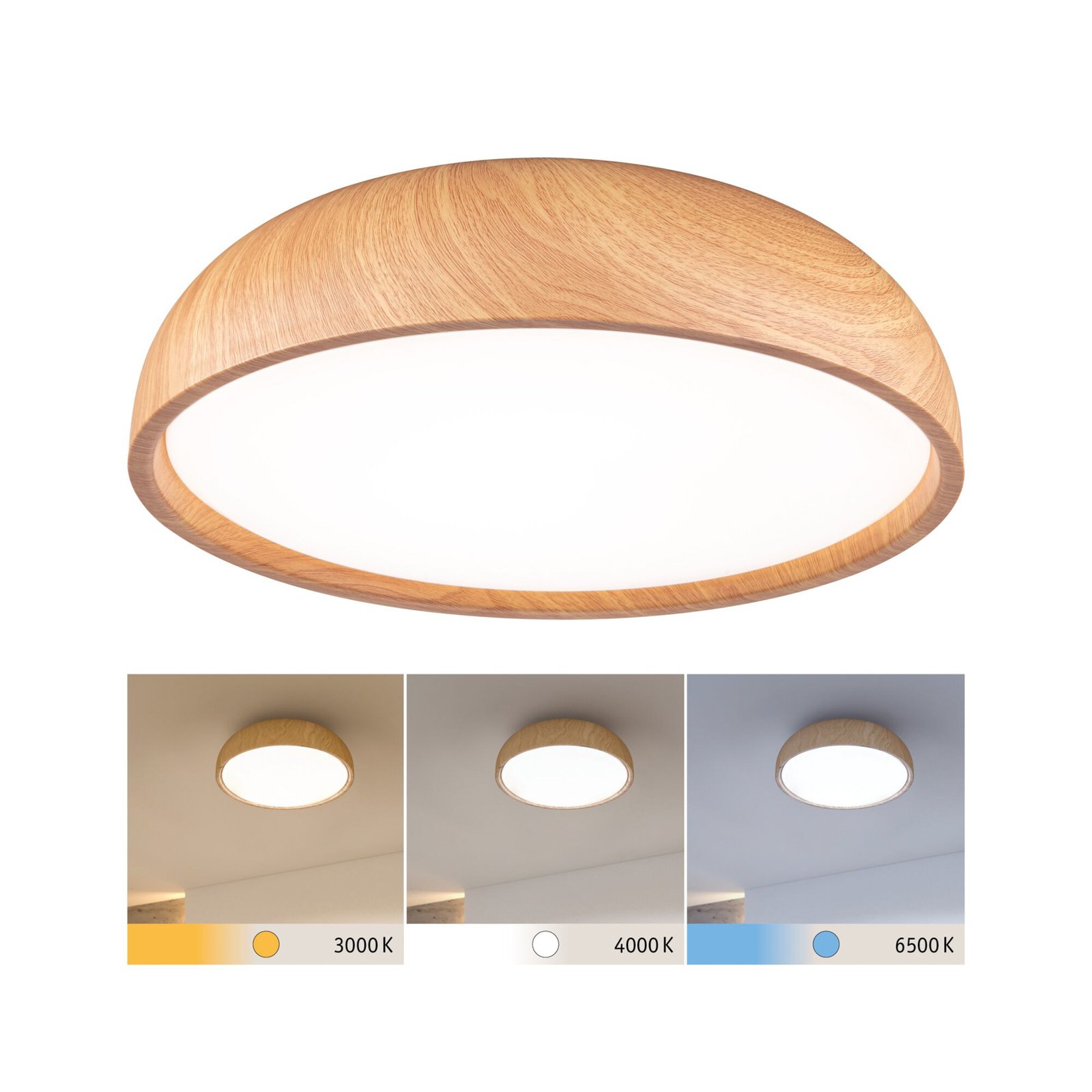 Oka LED Taklampe IP44 Hvit/Træ - Paulmann