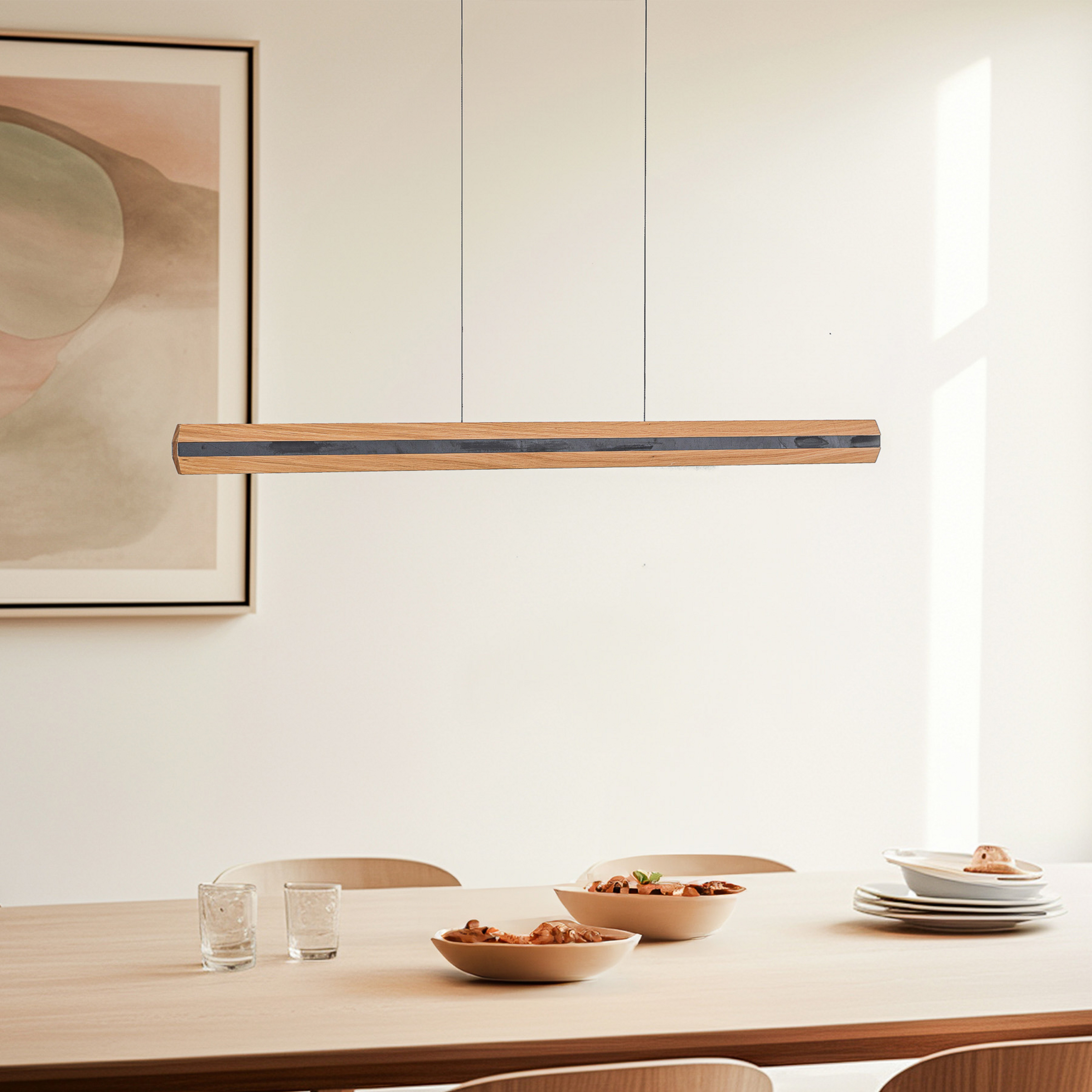 Quitani Elis LED κρεμαστό φωτιστικό δρυς/μαύρο 118 cm