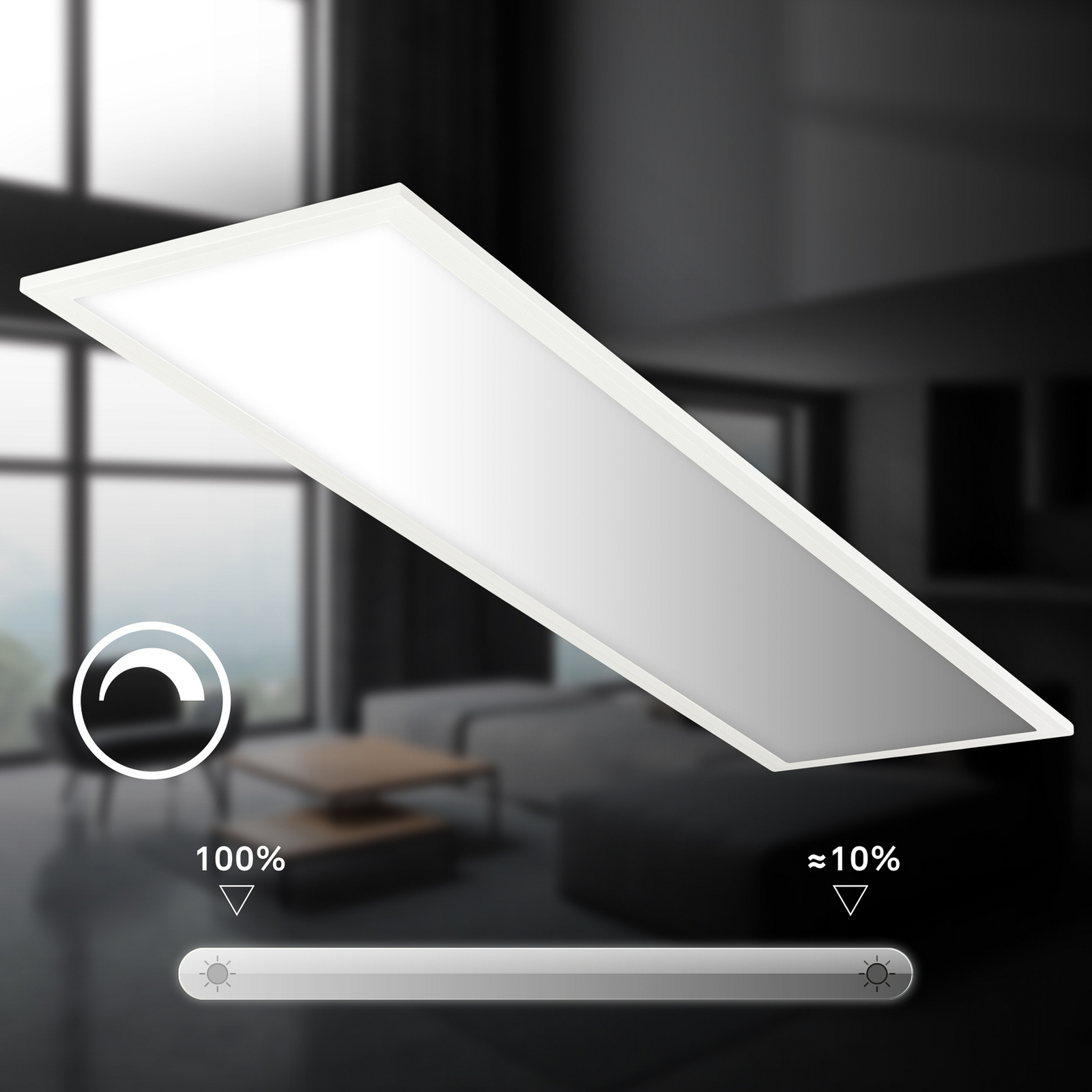 Panneau LED Piatto CCT, IP44, 100 x 25 cm, télécommande, blanc