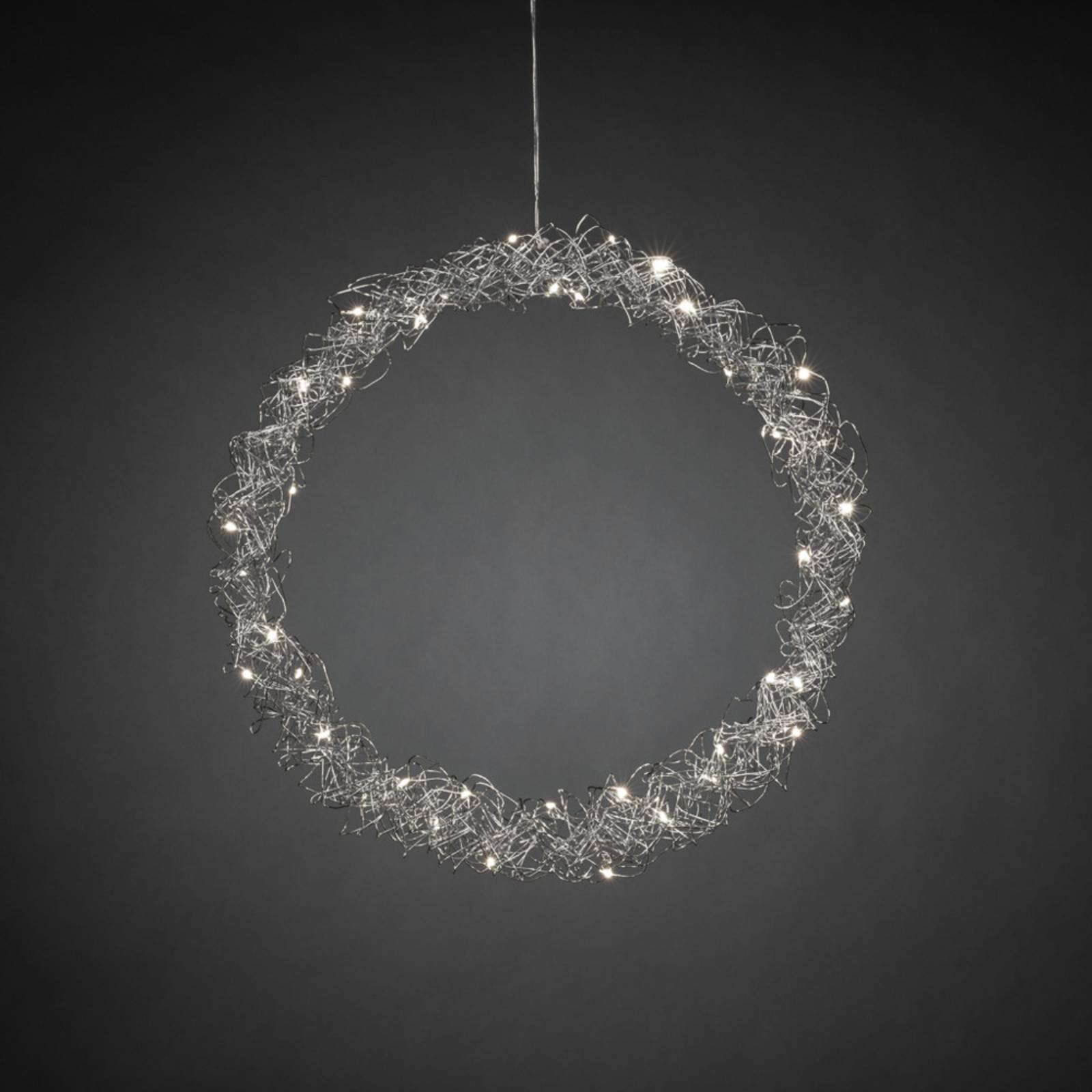 Konstsmide Christmas Couronne métal LED IP20 argent Ø45cm treillis fil