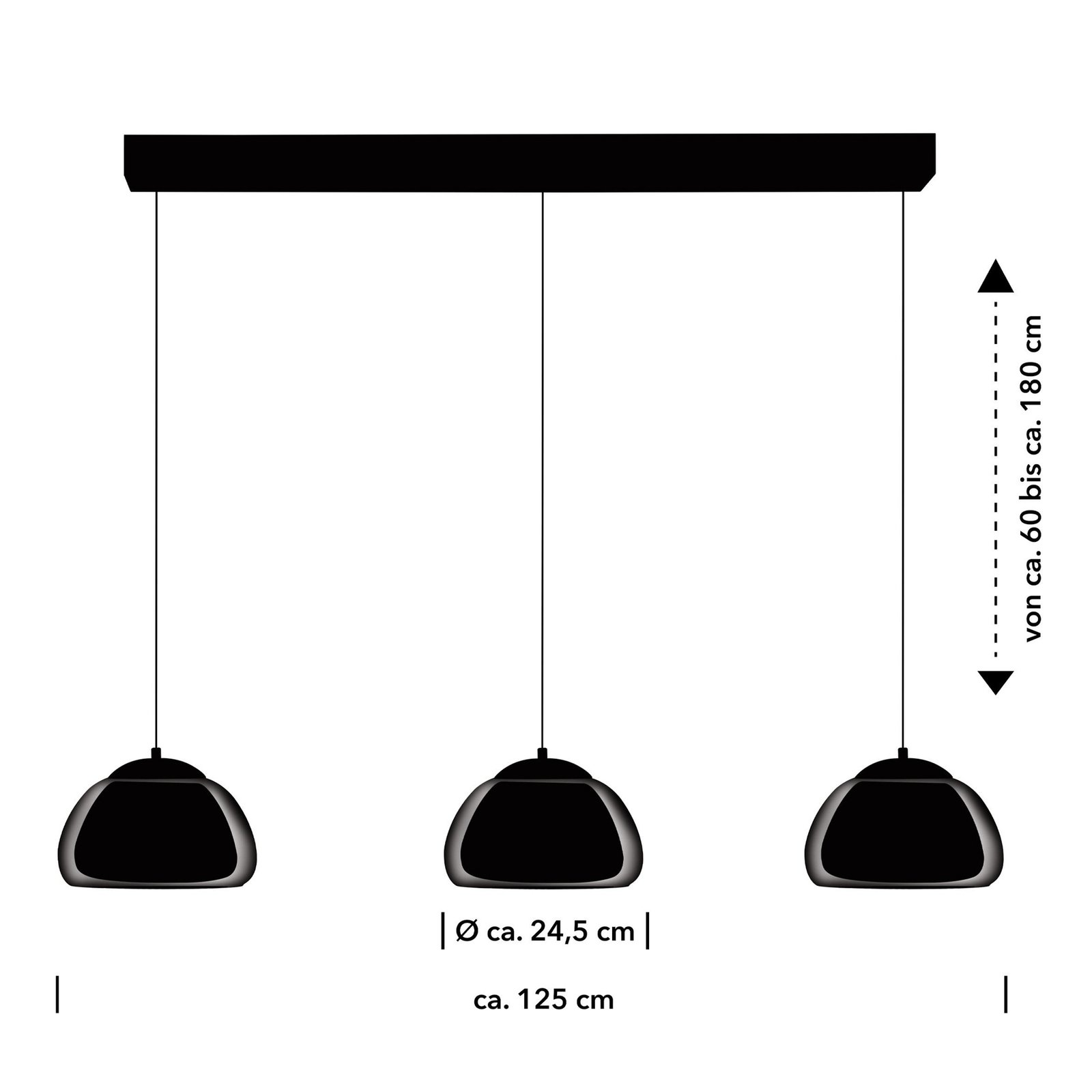 Luxxo LED piekaramais gaismeklis, melns, 3 gaismas, tālvadības pults