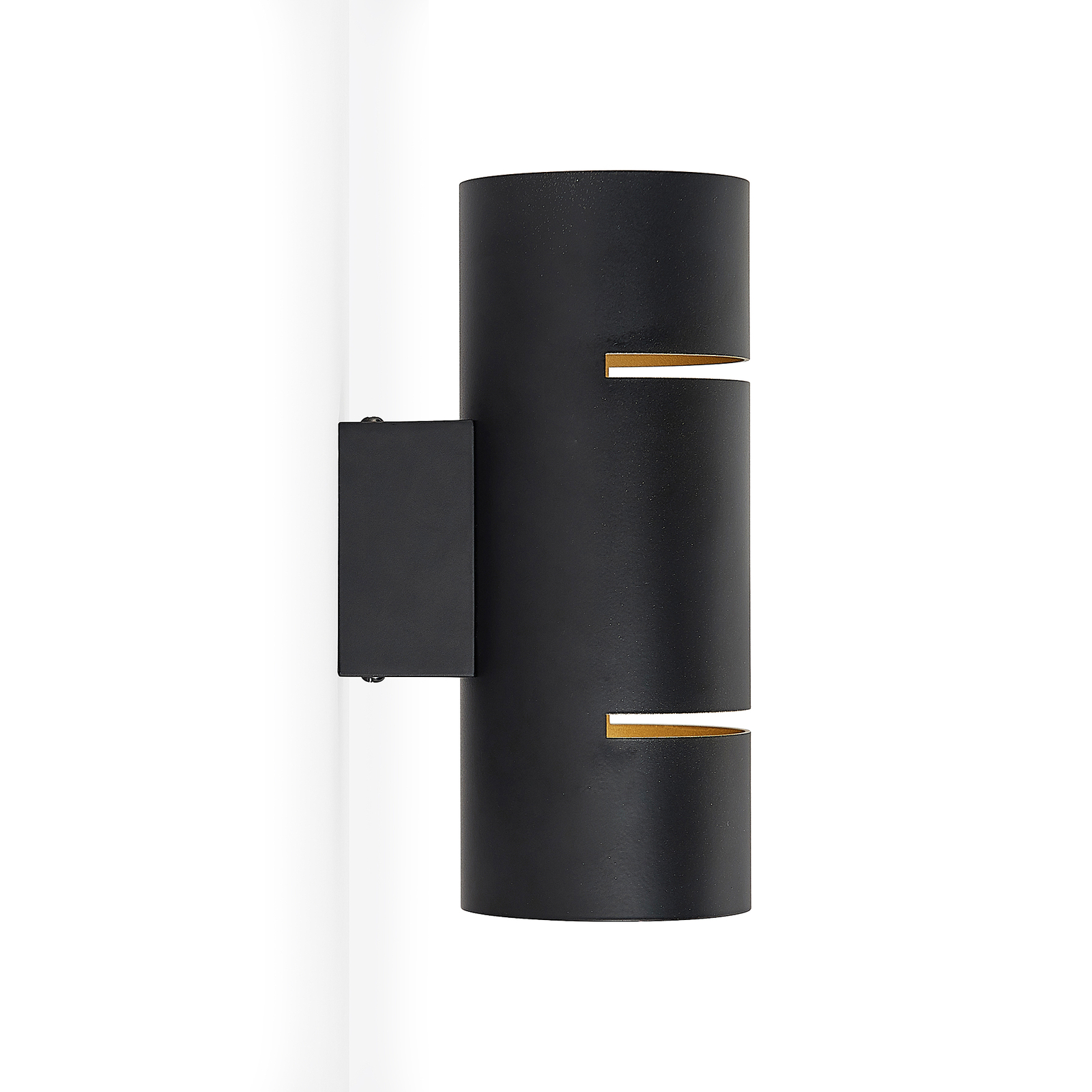 Lindby Deora LED-Wandampe rund, schwarz-kupfer