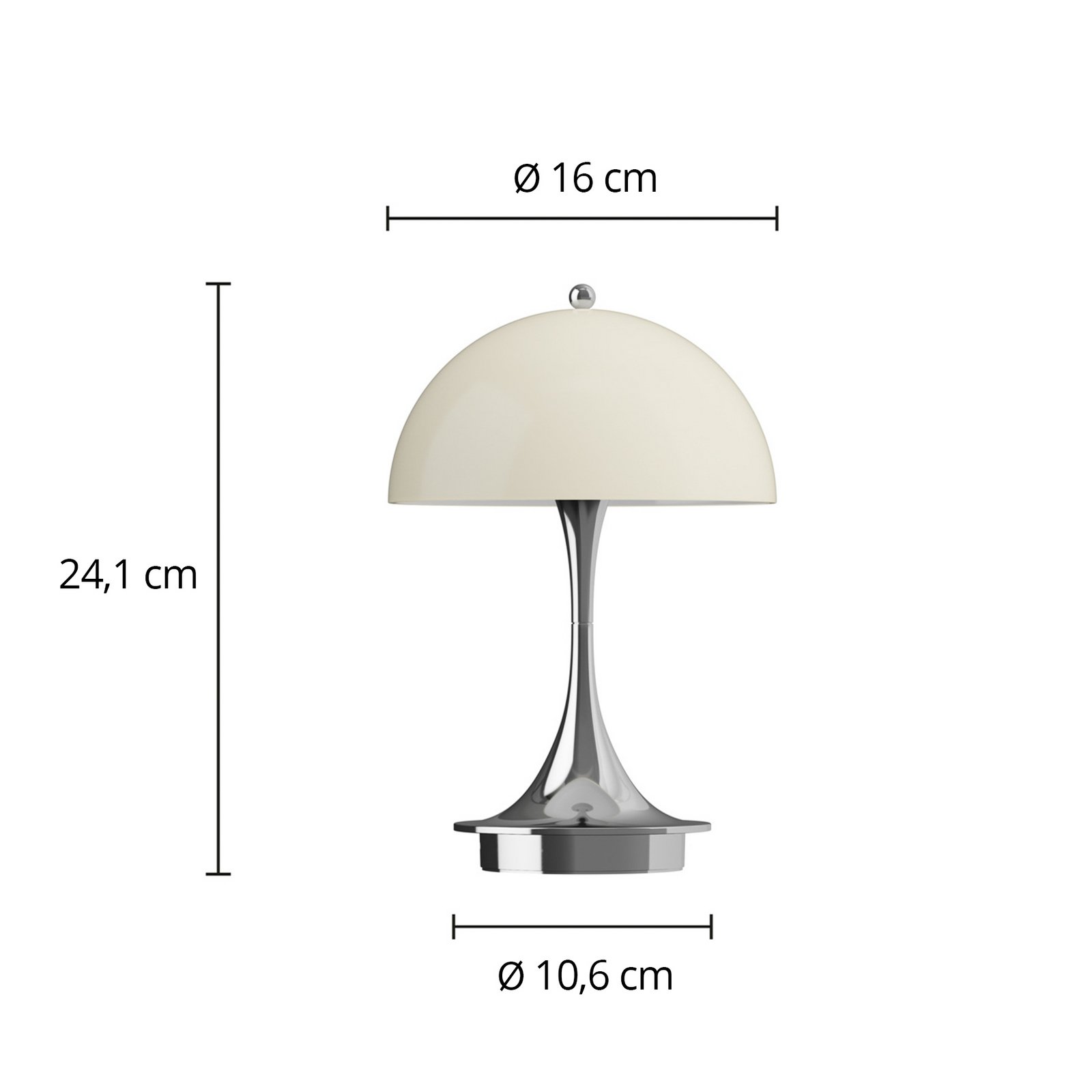 Louis Poulsen Panthella PORTABLE 160 V3, opalas chromas/smėlio spalva Louis Poulsen Panthella PORTABLE 160 V3, opalas chromas/smėlio spalva