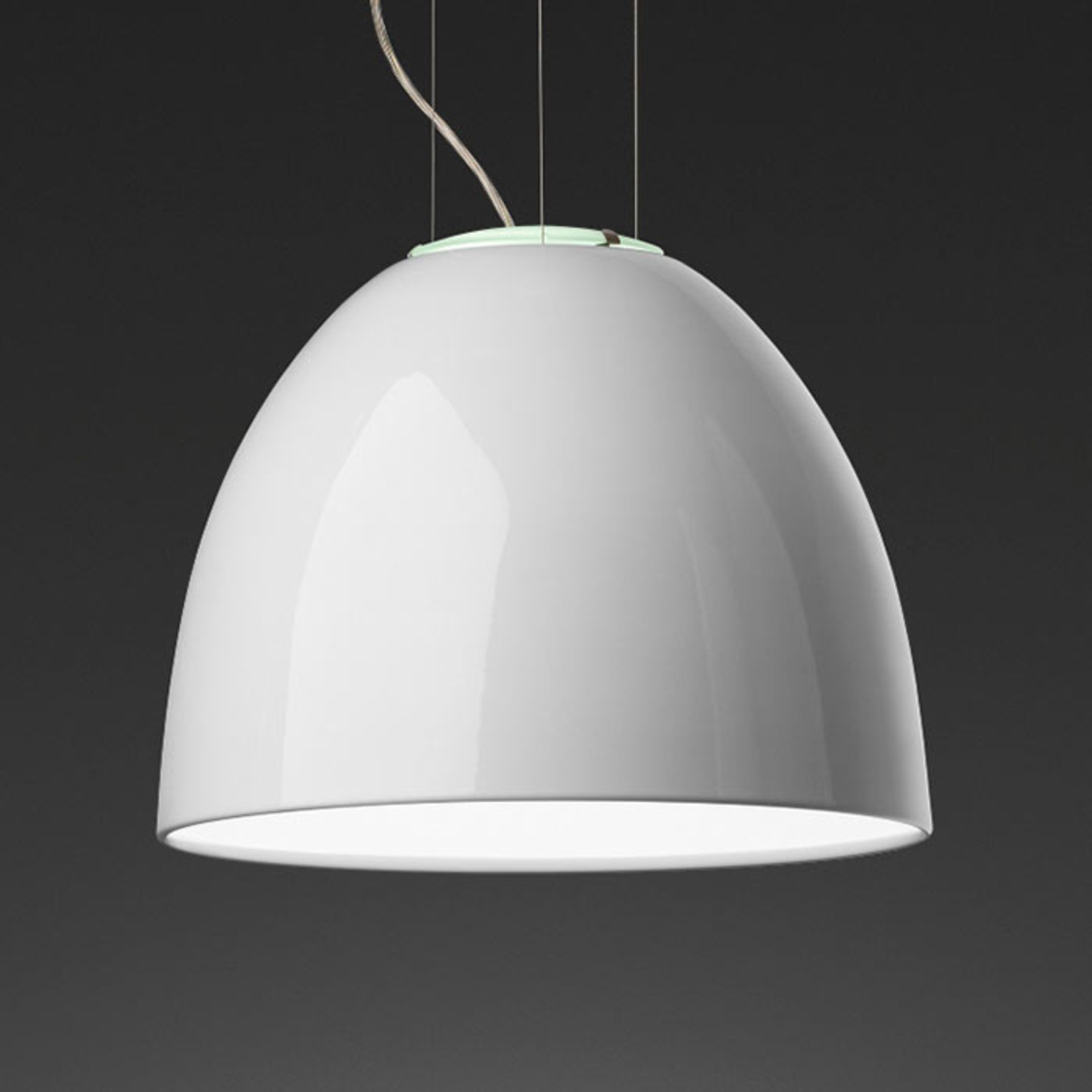 Artemide Nur Mini Gloss hanging light white, for Living / Dining Room, aluminium, glass, polycarbonate, E27, 150 W, energy efficiency: A++, H: 28.5 cm