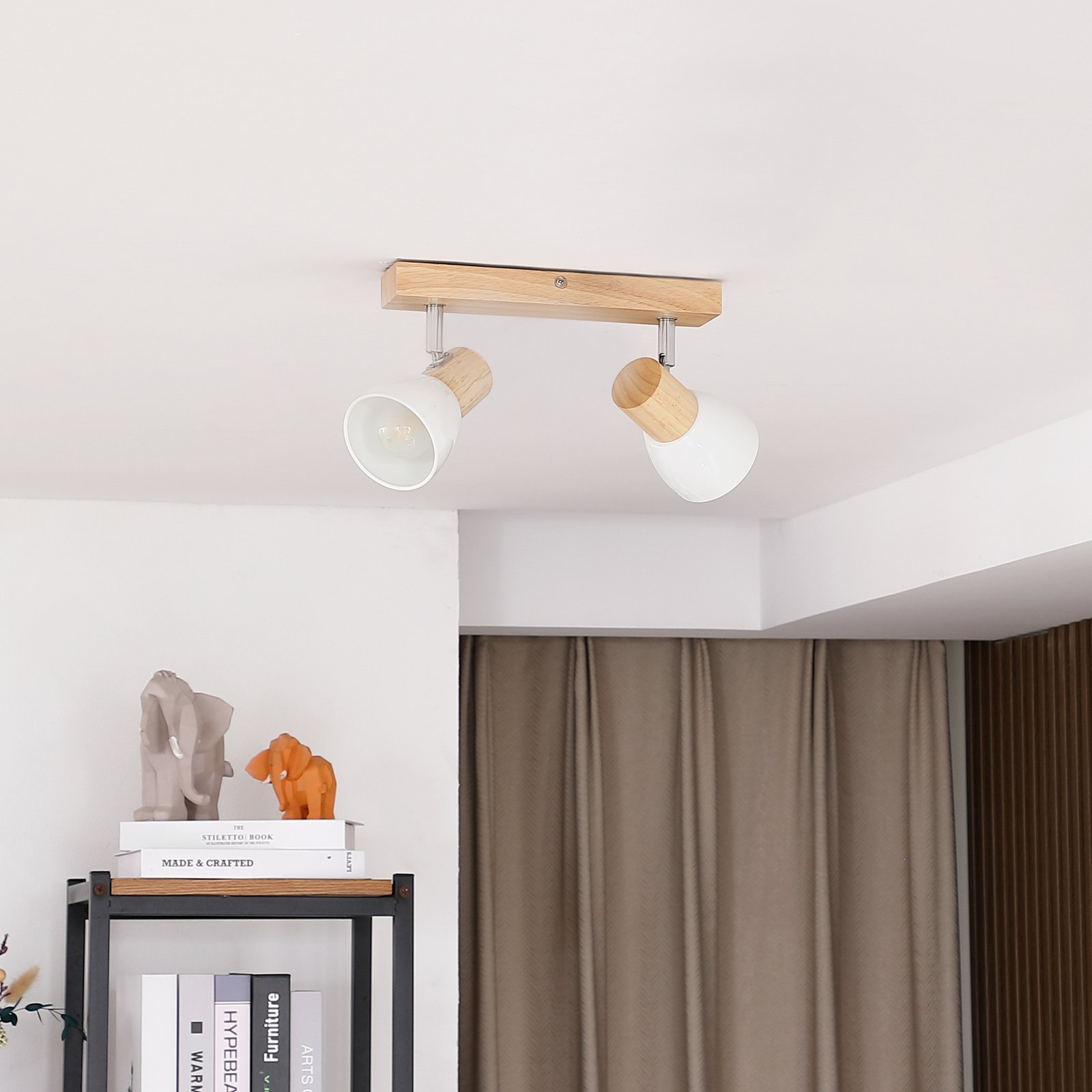 Thorin 2 Ceiling Lamp Wood/White - Lindby