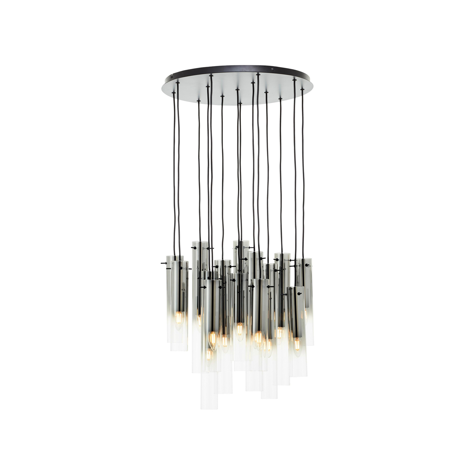 Hanglamp Glasini, Ø 52 cm, rookgrijs, 14-lichts, glas