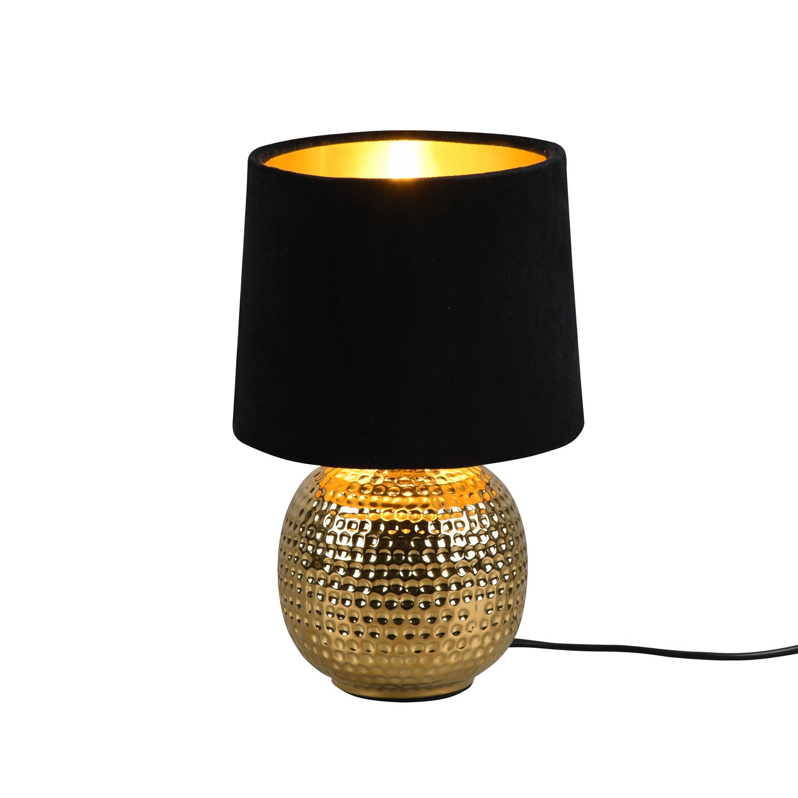 Lámpara de mesa Sophia pie de cerámica, negro/oro