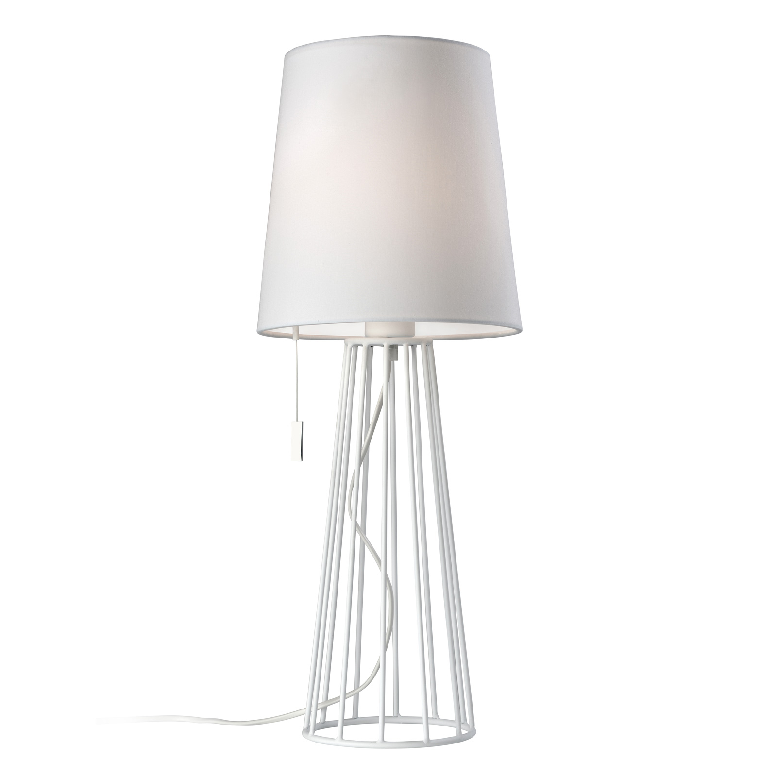 Villeroy & Boch Milan table lamp in white, for Living / Dining Room, metal, fabric, E27, 40 W, energy efficiency: A++, H: 59 cm
