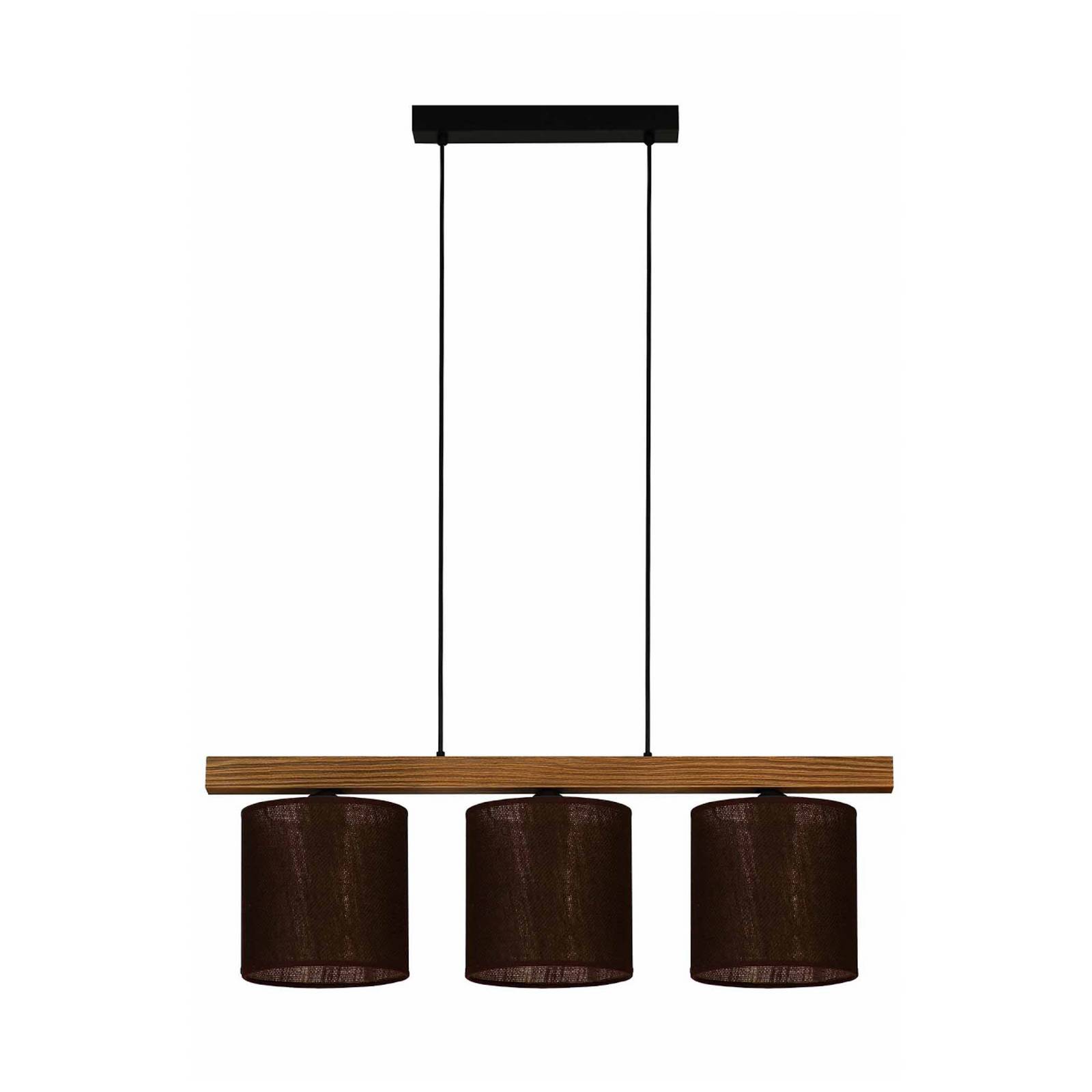 Pendellampe Forest, Holz hell/schwarz, Jute braun, 3-fl. günstig online kaufen