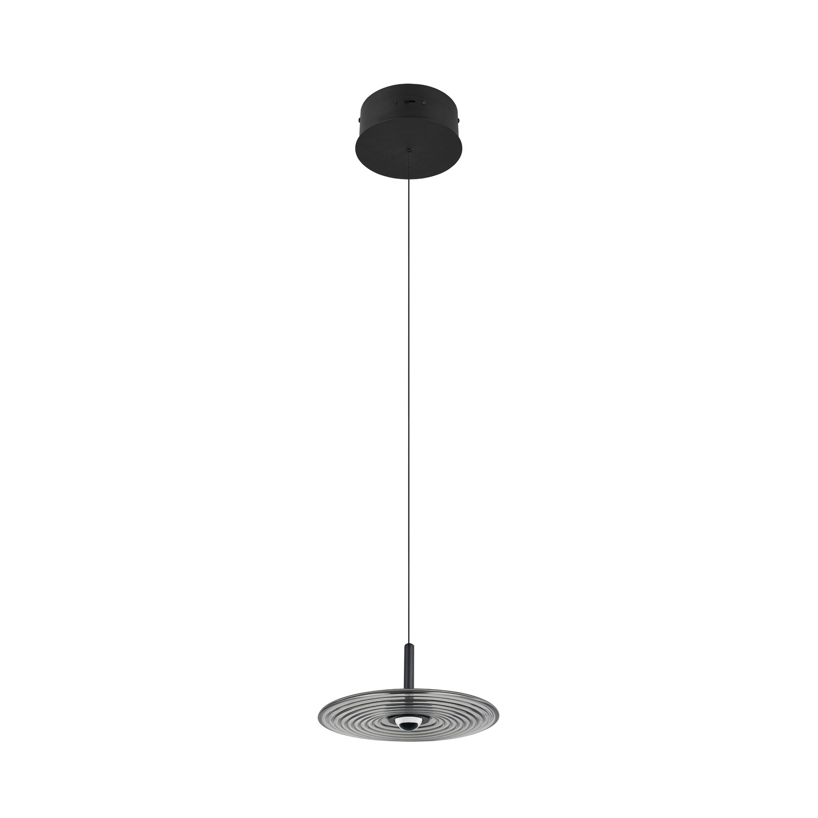 Lámpara colgante LED Sirena, negro/gris ahumado, Ø 20 cm, cristal, CCT