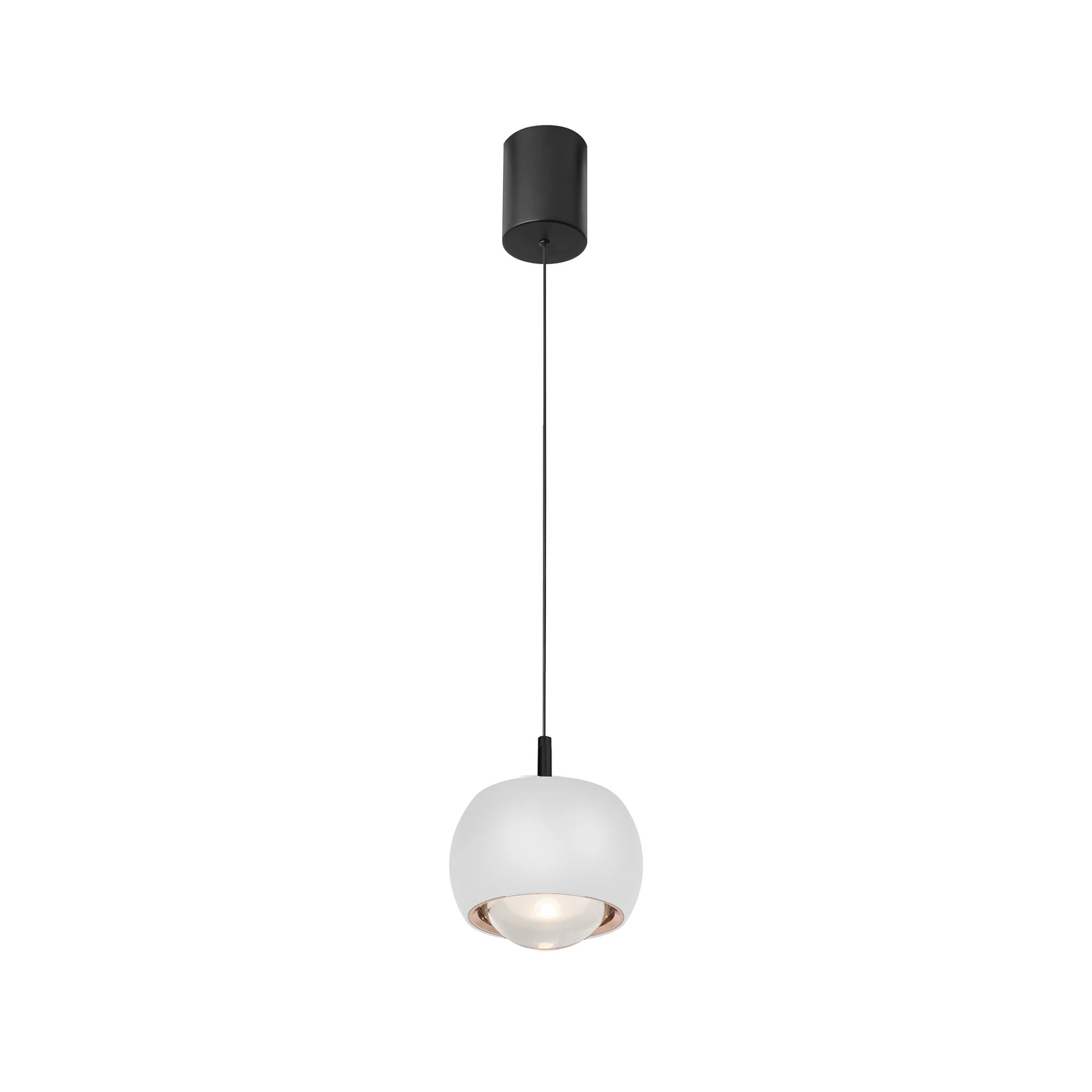 Suspension LED Roller, blanc, hauteur réglable, lentille en verre