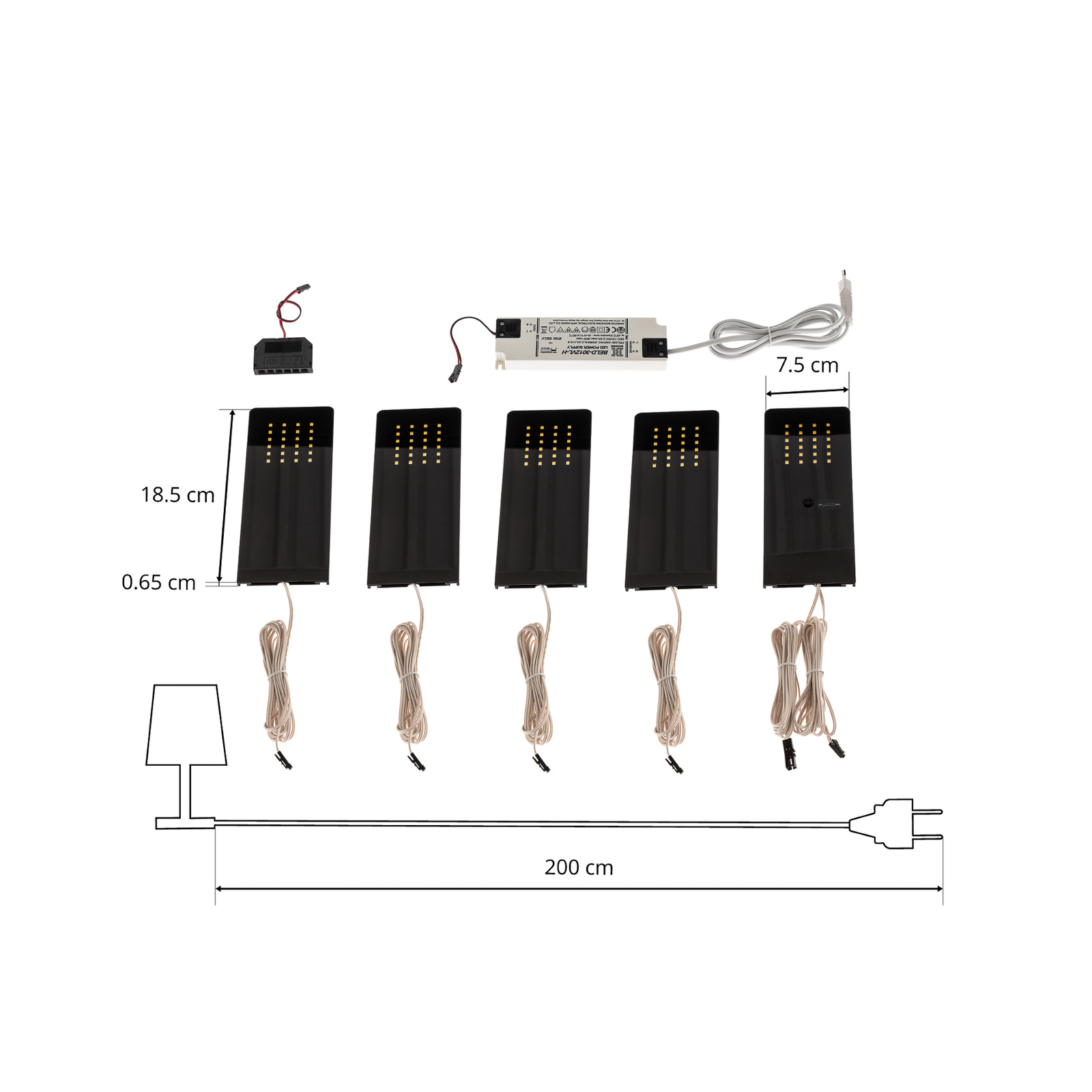 Prios Rixa LED-underskabsbelysning, sort, 5 stk