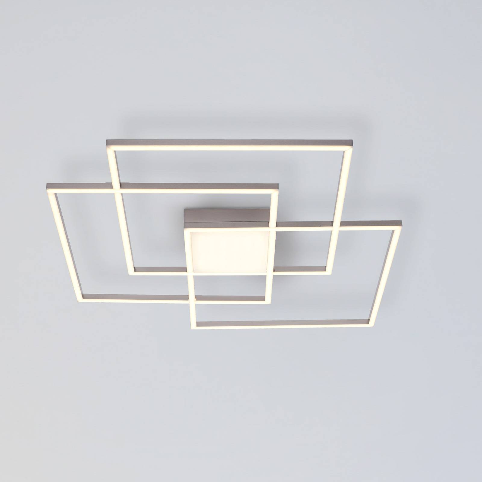 JUST LIGHT. LED-taklampe Asmin CCT stål 75×75 cm