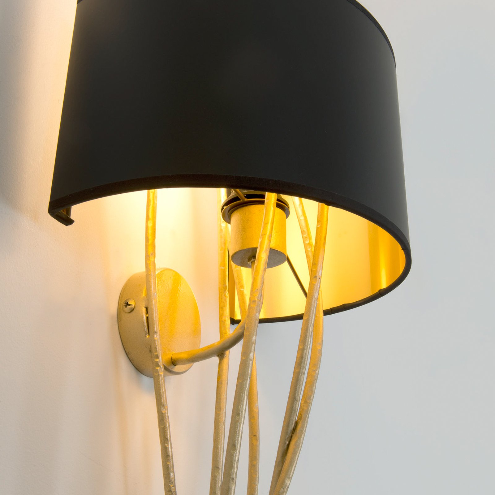 Elba lungo fali lámpa, arany/fekete, magasság 144 cm, vas