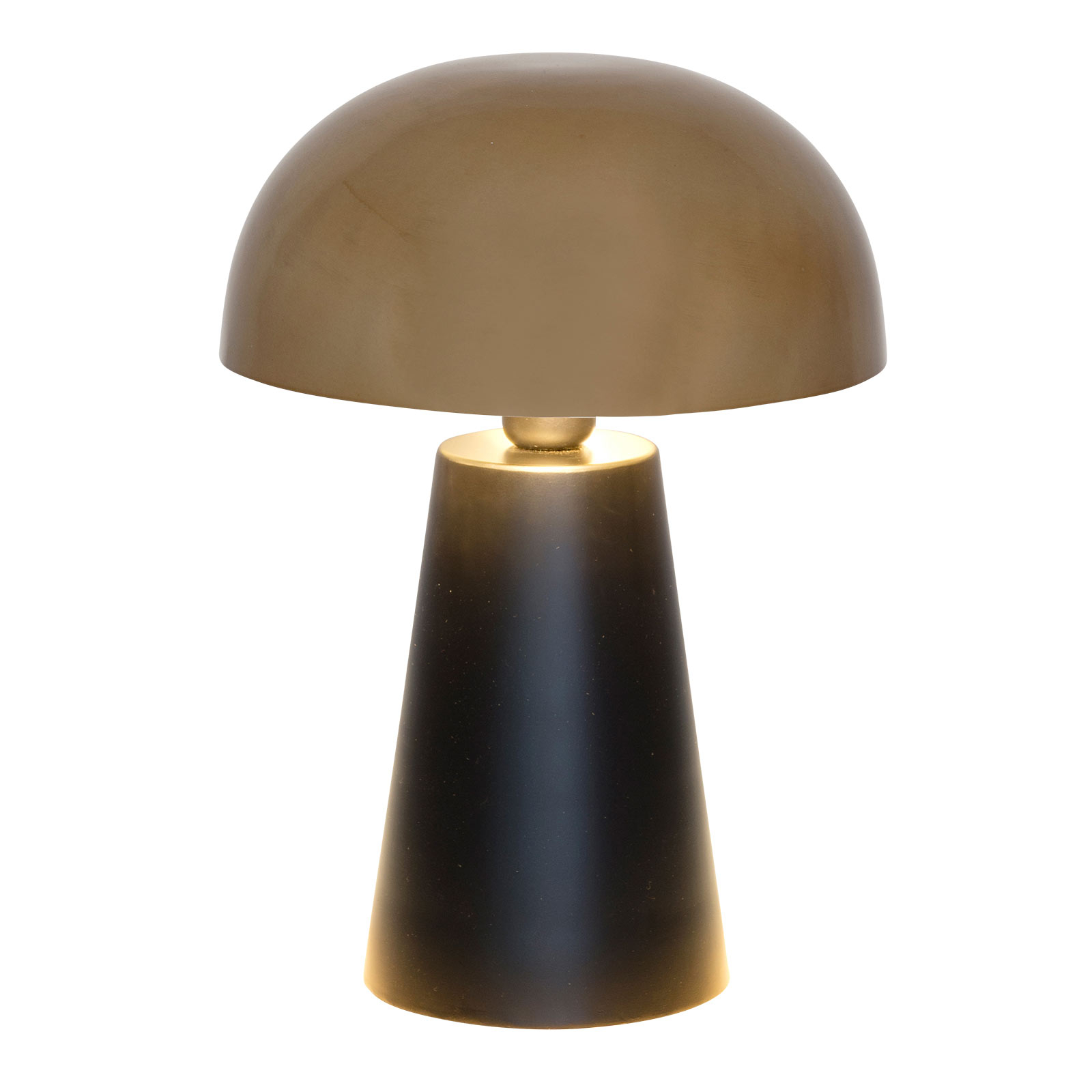 Lampada da tavolo Fungo, luce in basso, nero/oro