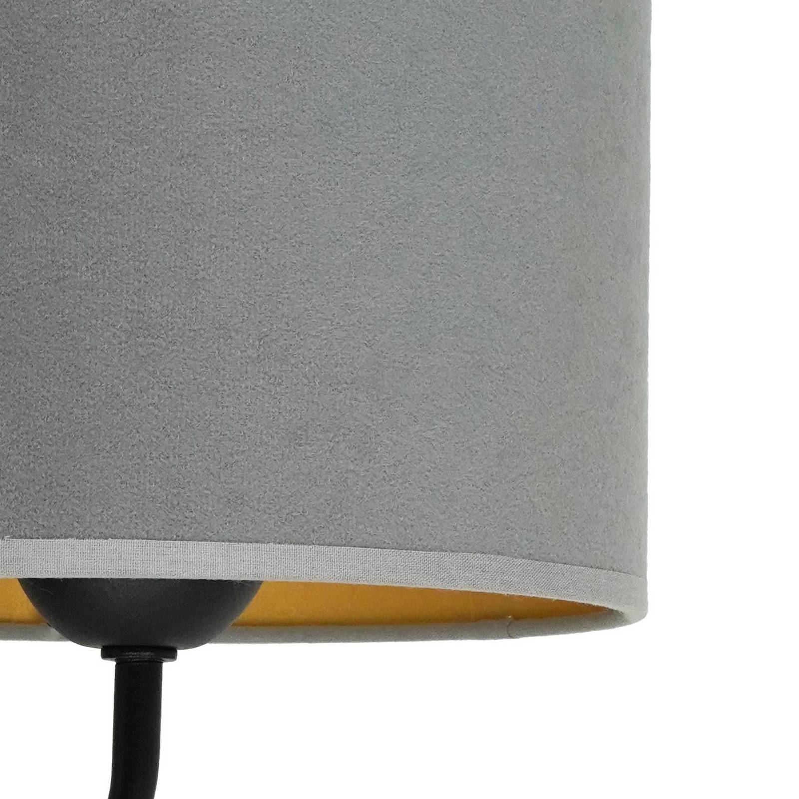 Kinkiet Roller, aksamit szary, czarny, z lampką do czytania