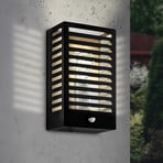 Buitenwandlamp Alamonte 3, zwart, met sensor