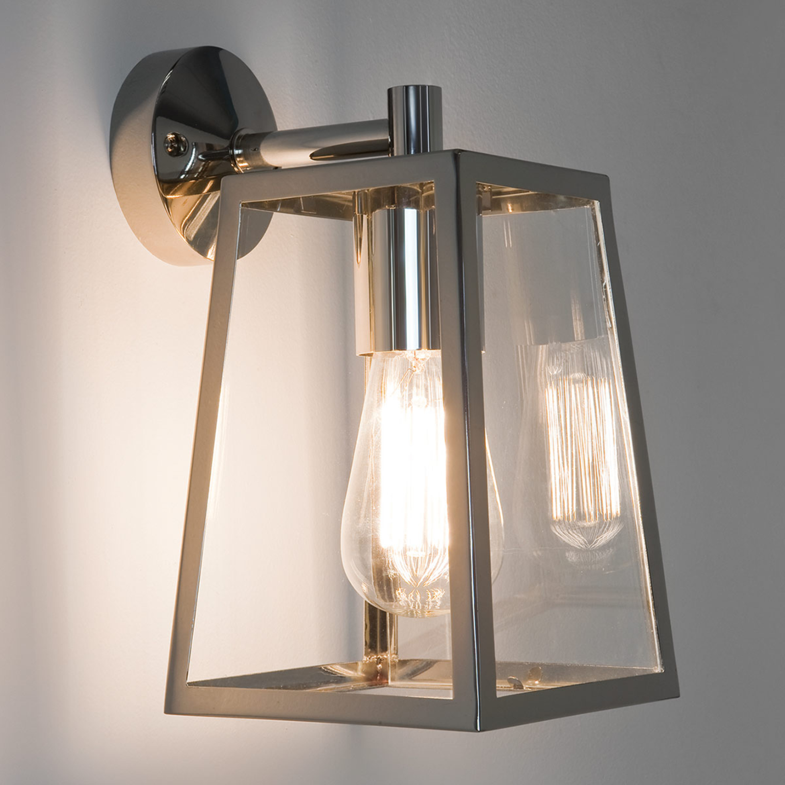 Astro Calvi Outside Wall Light Lantern-Shaped Nickel, Metal, glass, E27, 60 W, energy efficiency: A++, W: 15 cm, H: 28 cm
