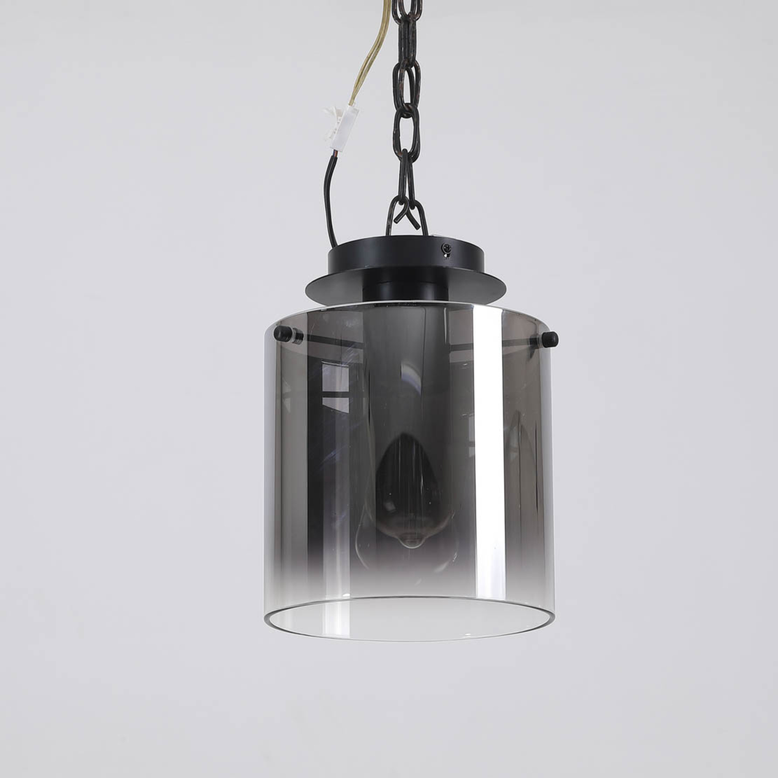 Sweden pendant light, 1-bulb, steel, glass, E27