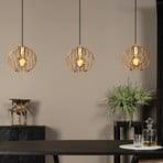 Danza pendant light, 3-bulb, oblong, gold