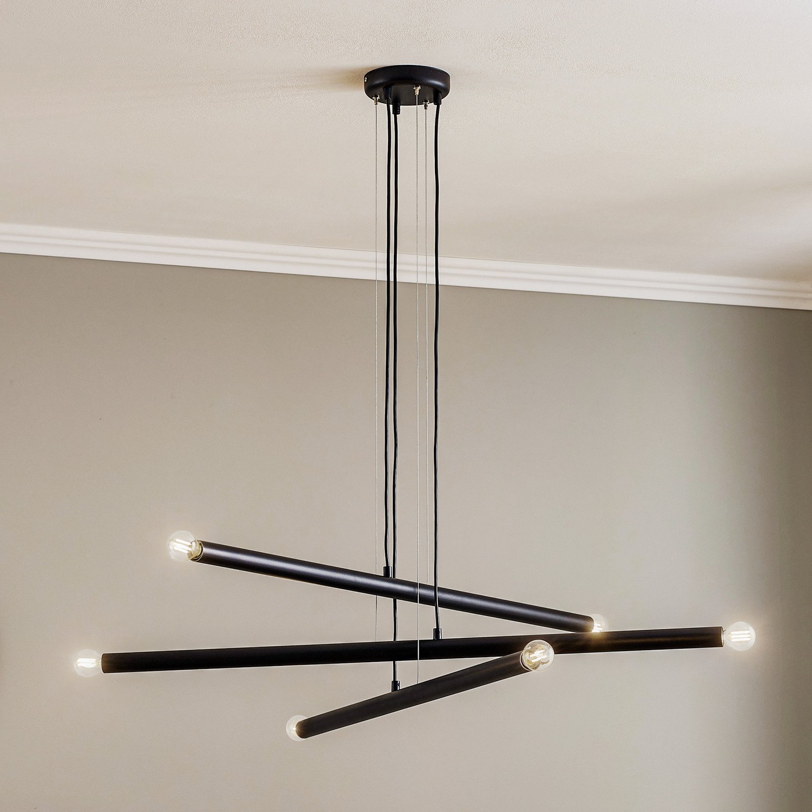 ALDEX Lampă suspendată Tubo negru 6 becuri - Camera de zi / sufragerie - Modern - Metal