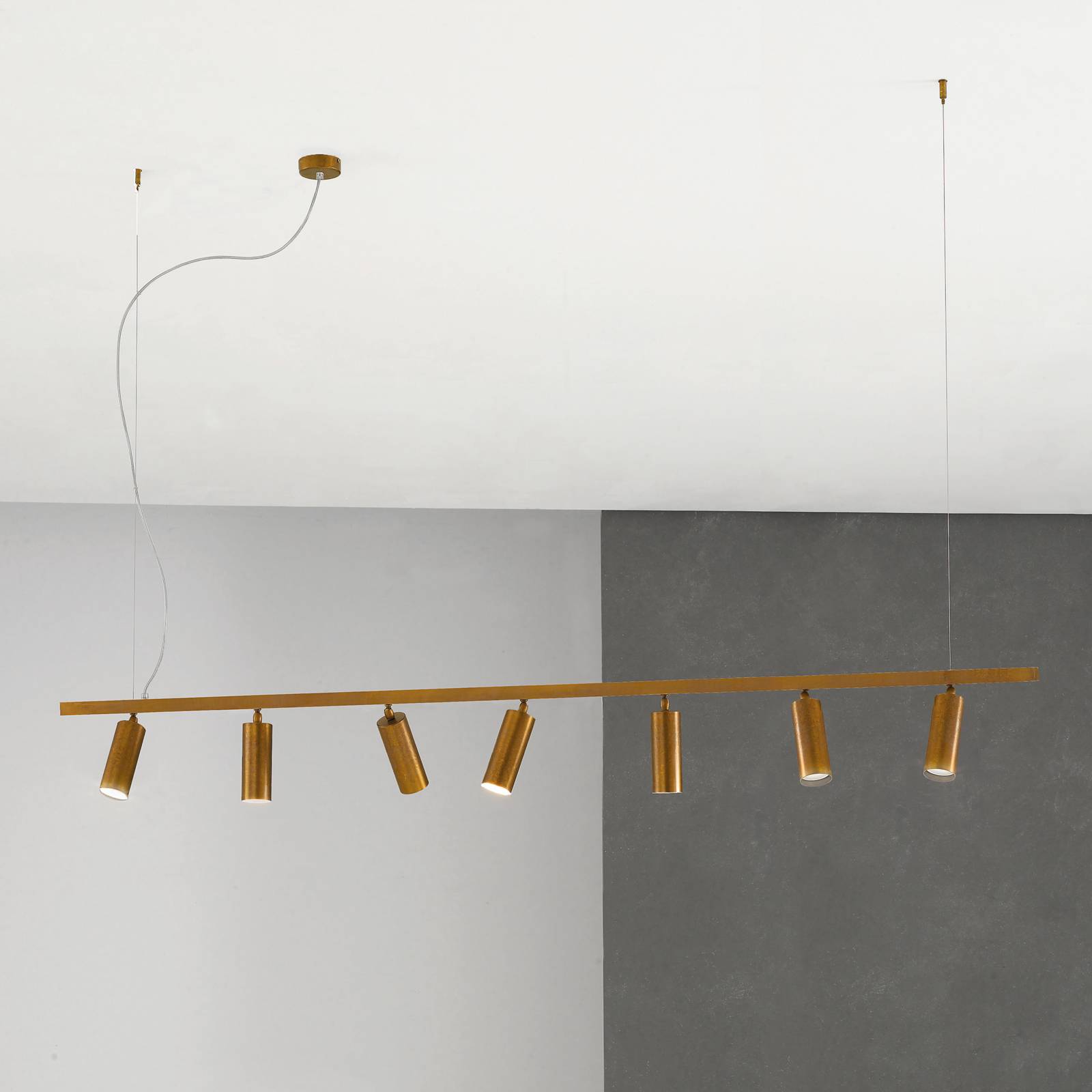 Cremasco Suspension 7533, laiton bruni, à 7 lampes, GU10