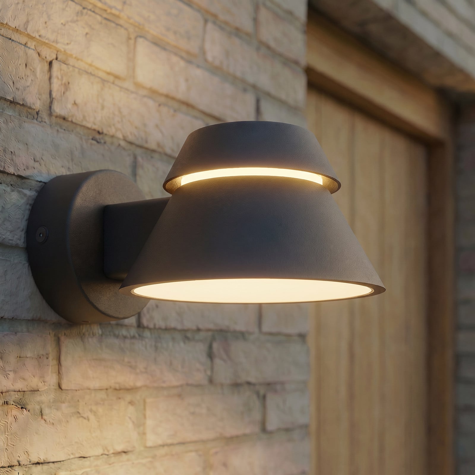 Applique d'extérieur LED Moena, IP44, aluminium, verre, noir - Lucande - Moderne - À ampoule unique