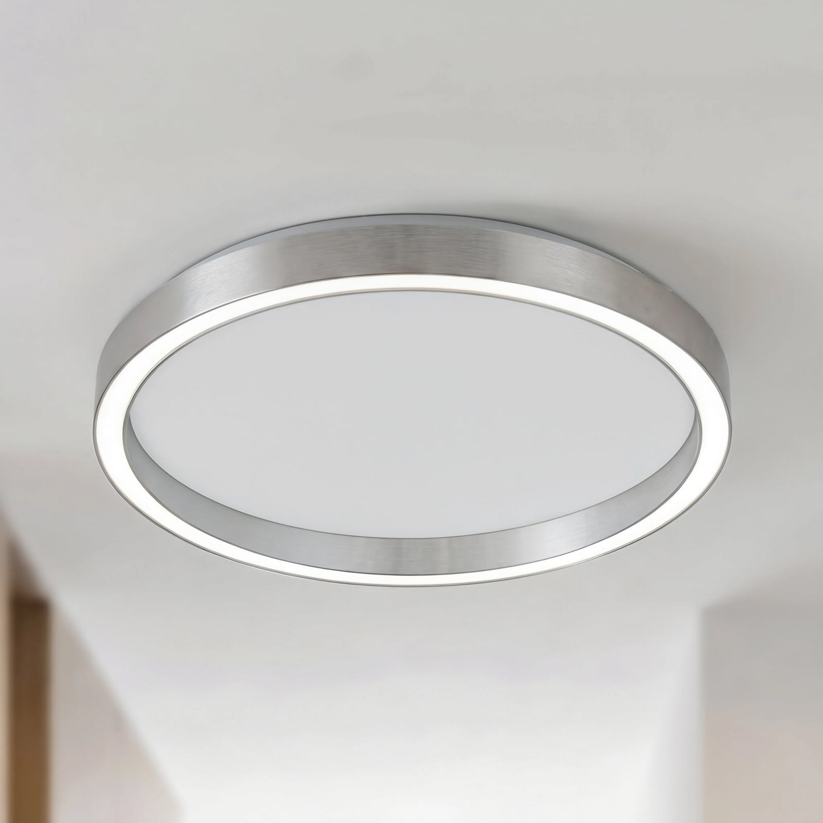 Plafoniera LED Rotundo, alluminio spazzolato, dimmerabile, Ø 40 cm - Lucande