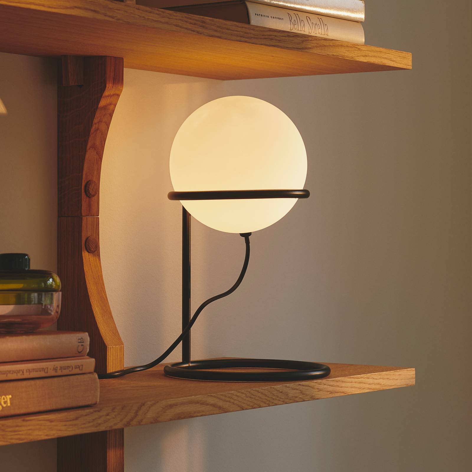 Nordlux Lampe à poser Wilson métal noir abat-jour sphérique en verre