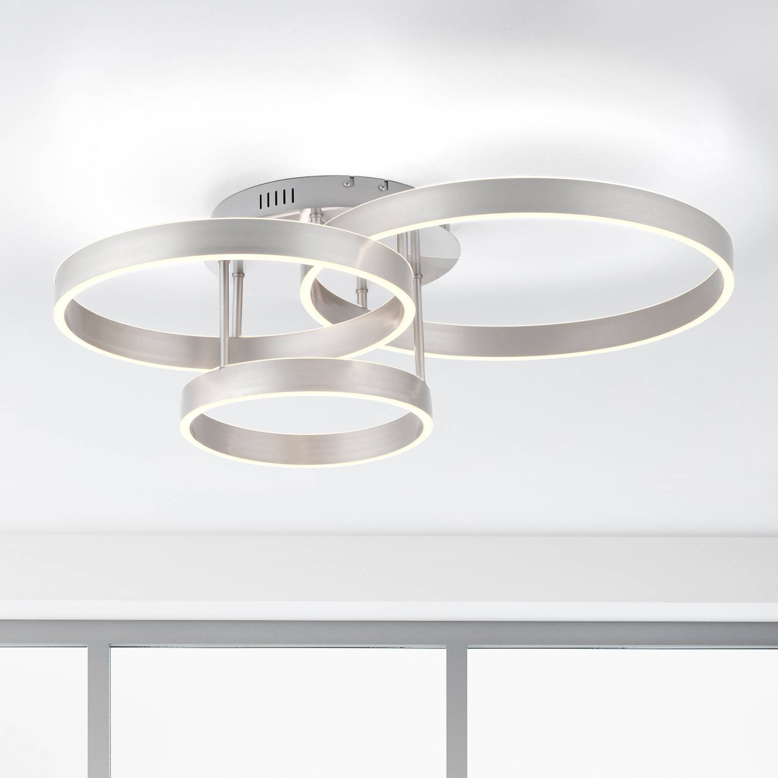 Lilluti LED-loftlampe, sølv, jern, aluminium, 3 ringe