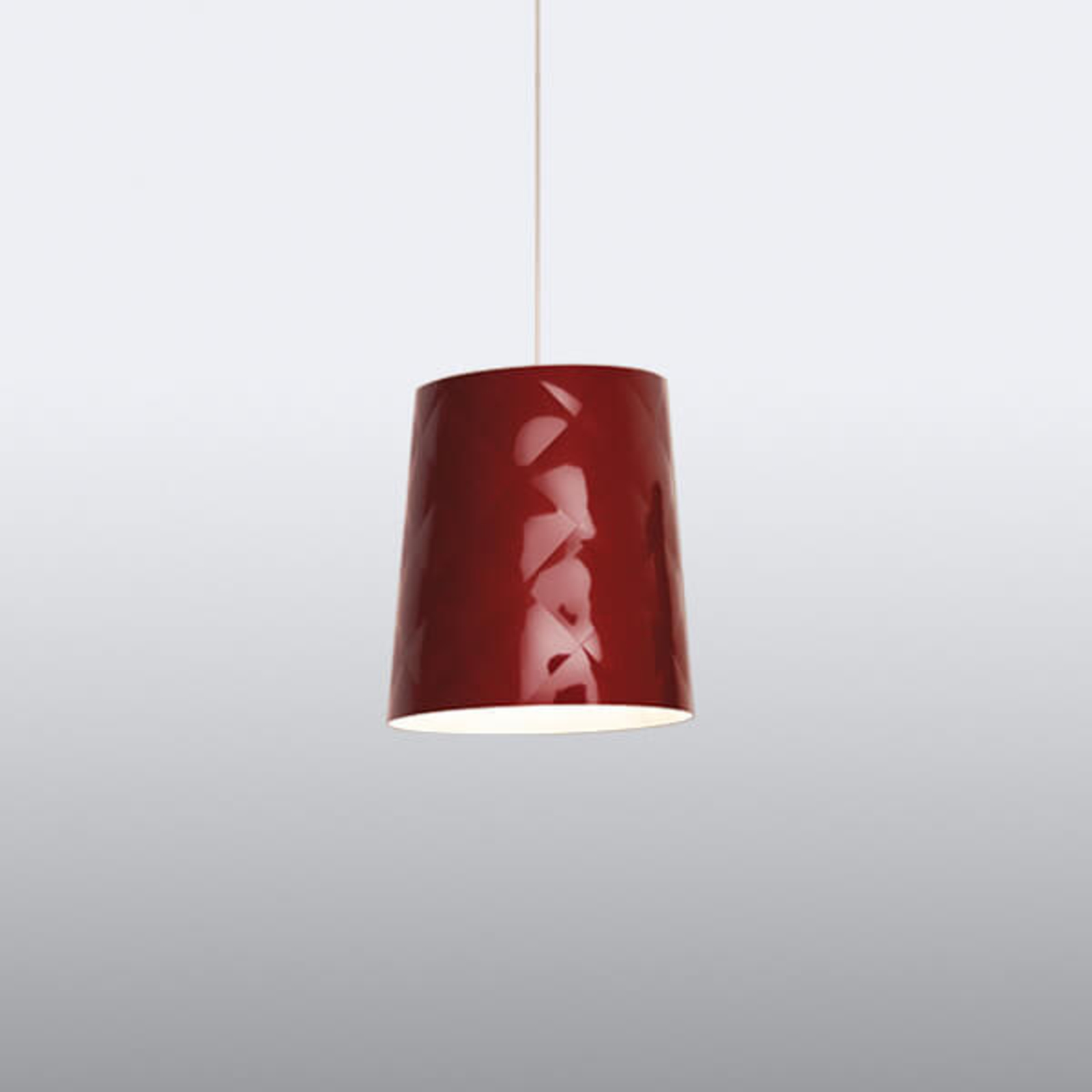 Kundalini New York hanging light, Ø 33 cm, red, for Living / Dining Room, technopolymer, methacrylate, E27, 60 W, energy efficiency: A++, H: 36 cm