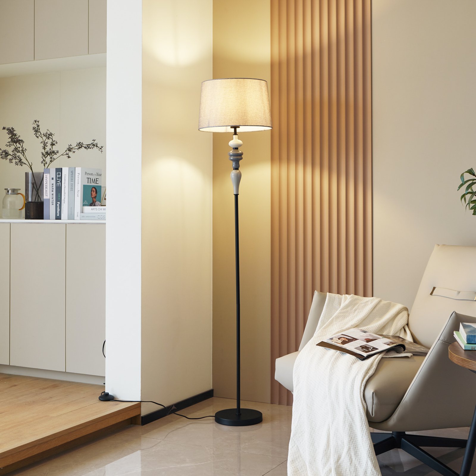 Haldorin Floor Lamp Grey/Black - Lindby