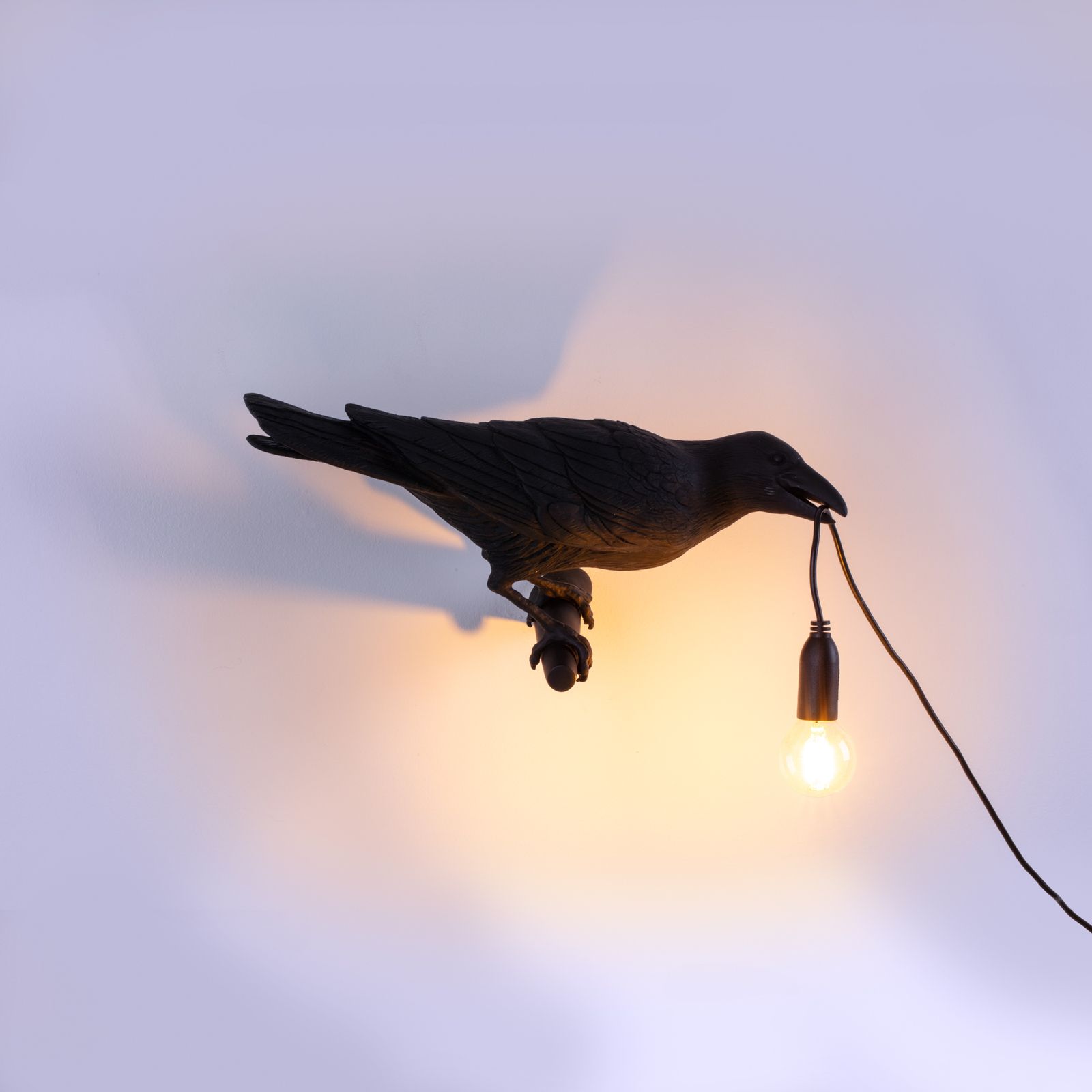 LED decoratie-wandlamp Bird Lamp blik rechts zwart