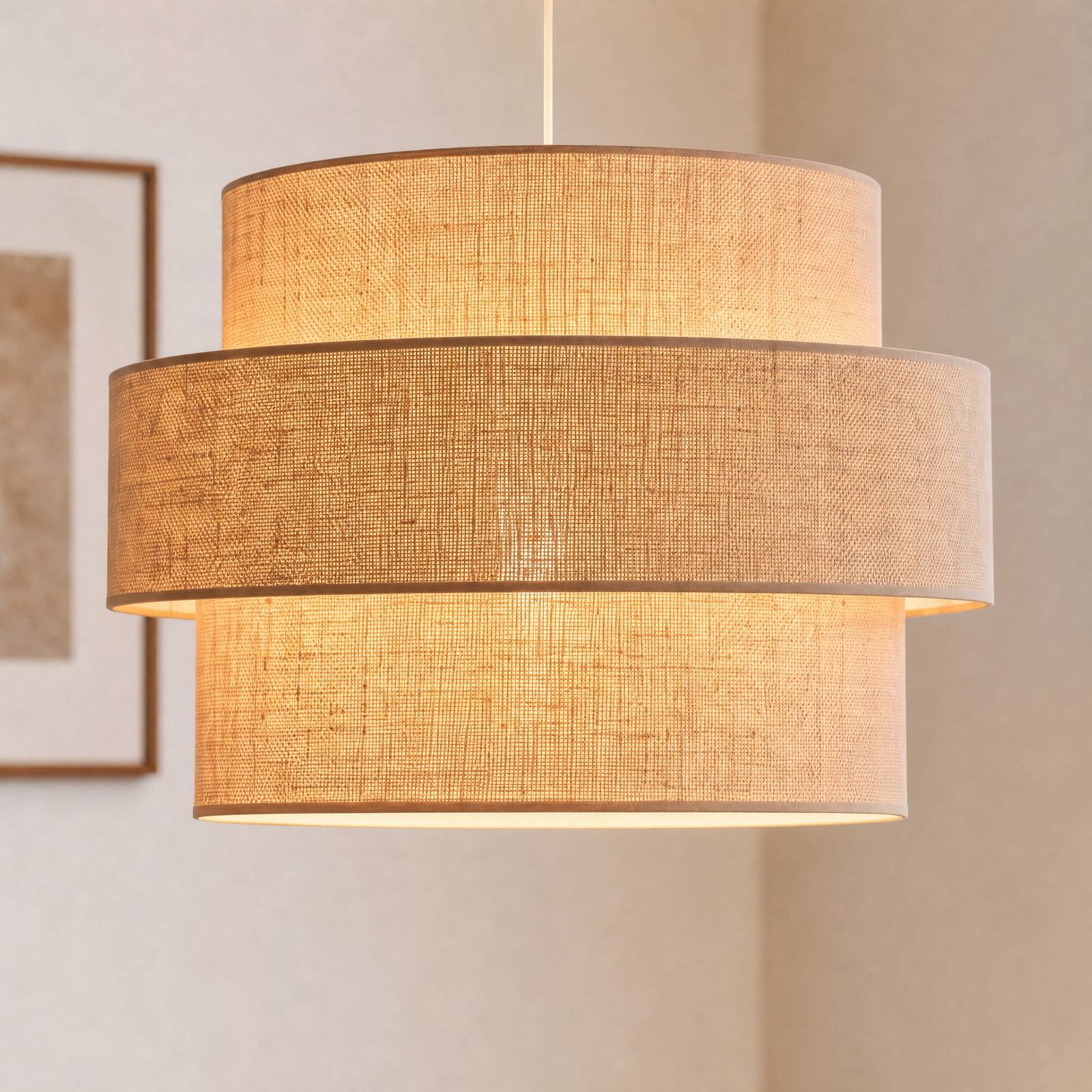 Lampa wisząca Space, juta, 1-punktowa, tkanina, E27