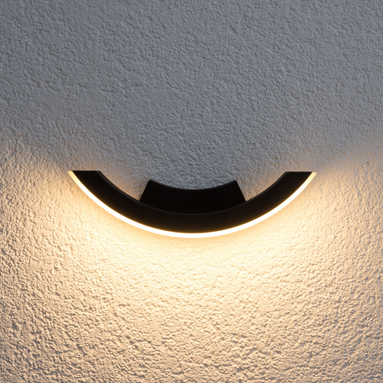 Grafietkleurige LED-buitenwandlamp Half